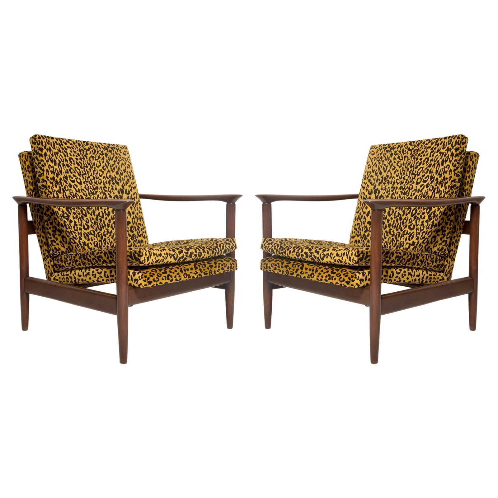 Pair Of Midcentury Leopard Armchairs, Gfm 142, Edmund Homa, Europe, 1960s