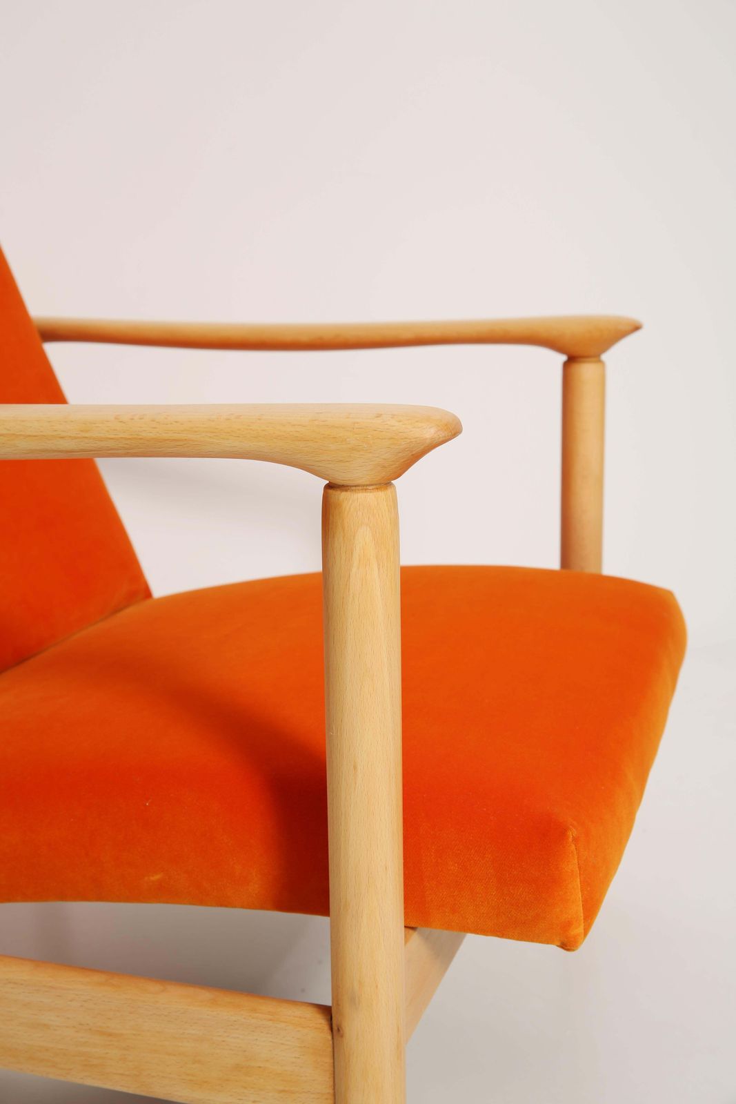 Set Of Midcentury Orange Velvet Armchairs And Stools, Edmund Homa, Europe, 1960s photo 3146.0