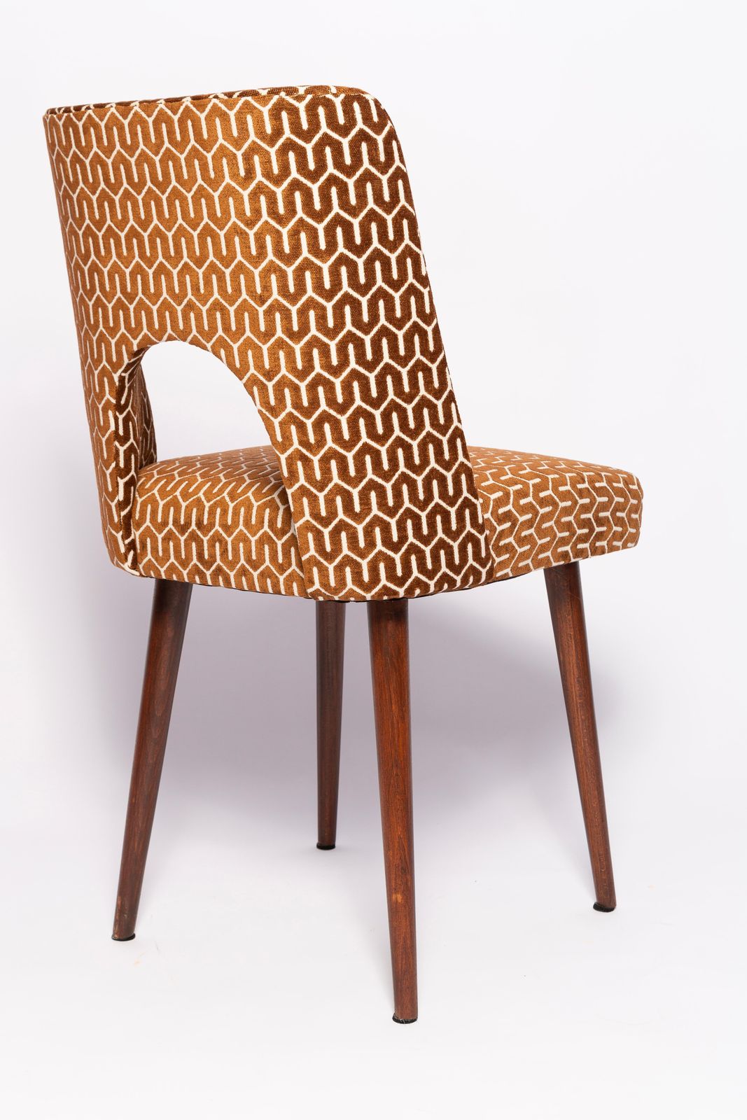 photo furniture Set Of Six Mid Century Chocolate Brown 'Shell' Chairs, Europe, 1960s