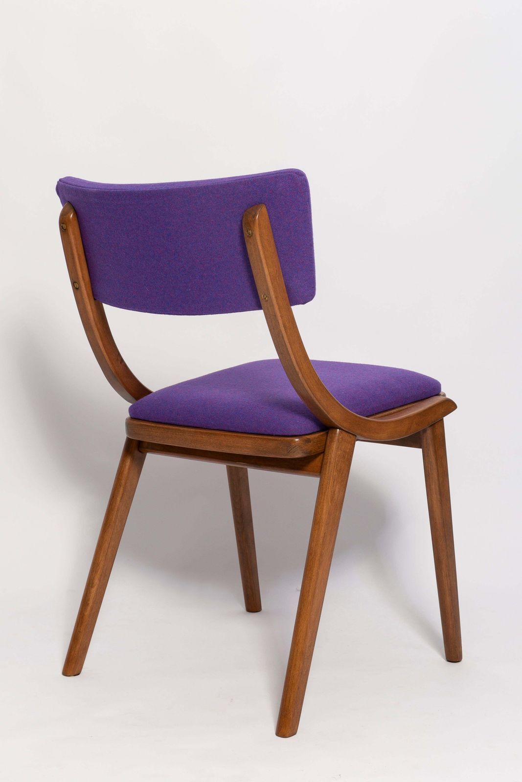 Six Mid Century Modern Bumerang Chairs, Purple Violet Wool, Poland, 1960s photo buy