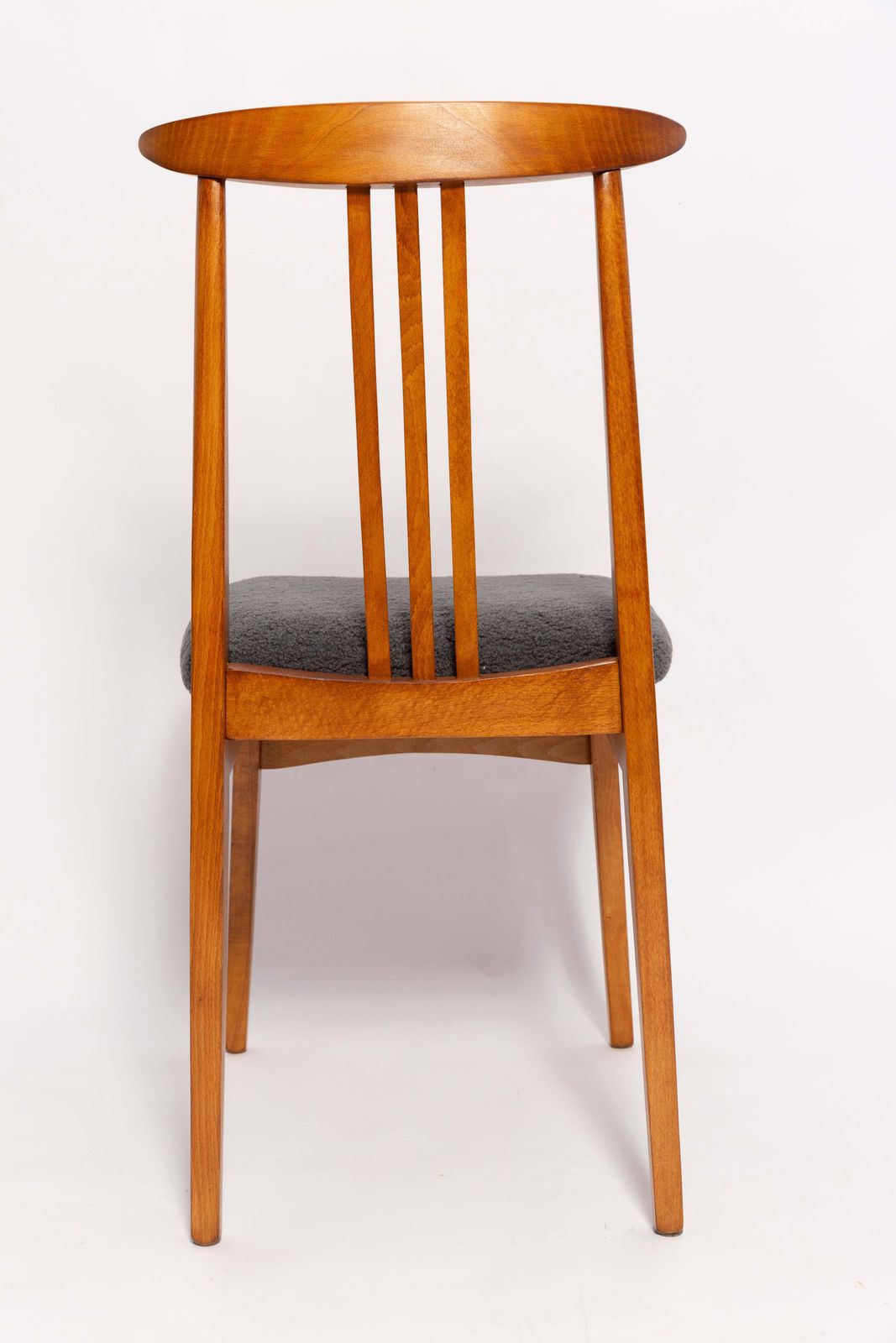 Six Mid Century Graphite Boucle Chairs, Medium Wood, M Zielinski, Europe 1960 photo vinterior
