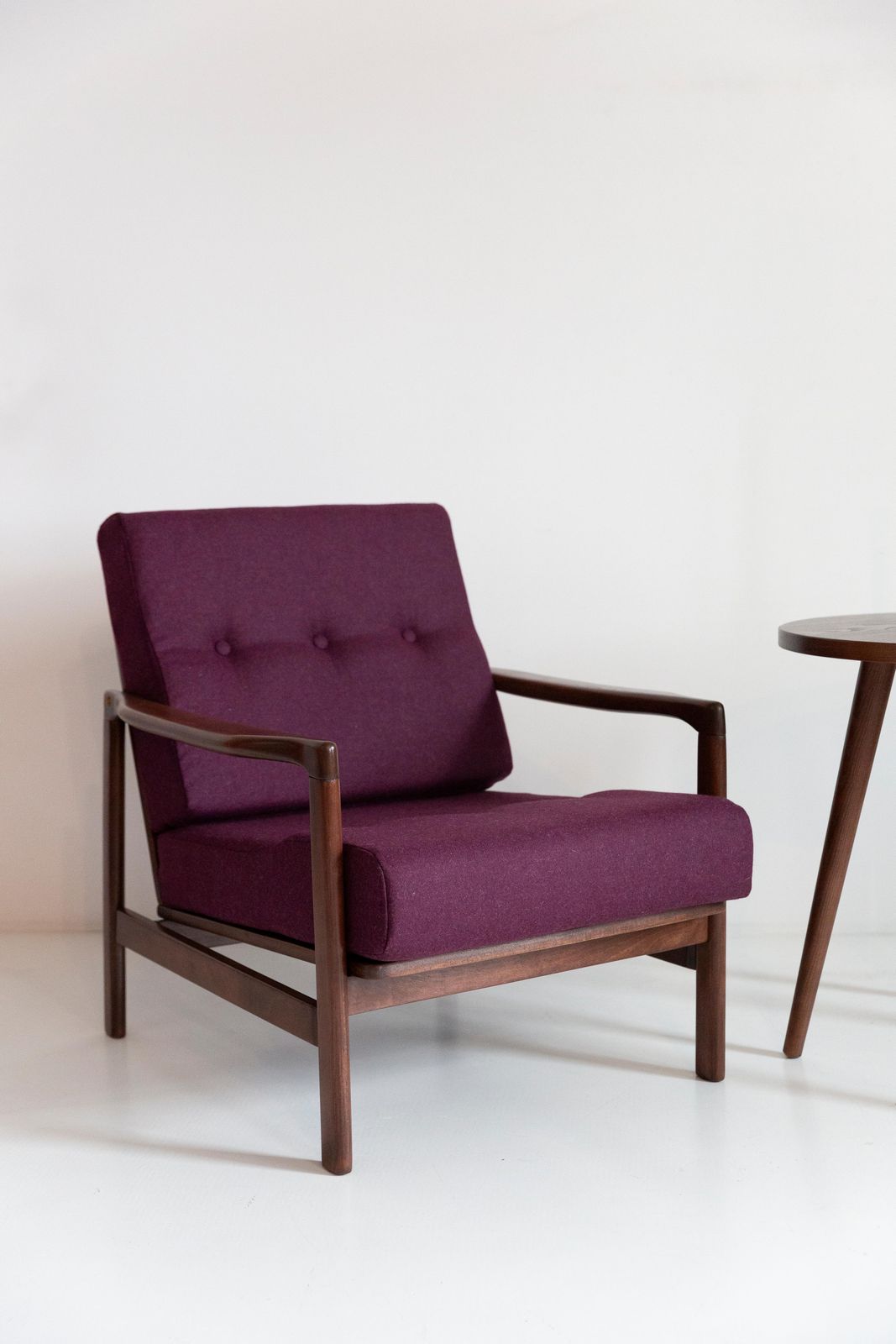 Pair Of Mid Century Purple Wool Velvet Armchairs, Zenon Baczyk, Poland, 1960s photo furniture