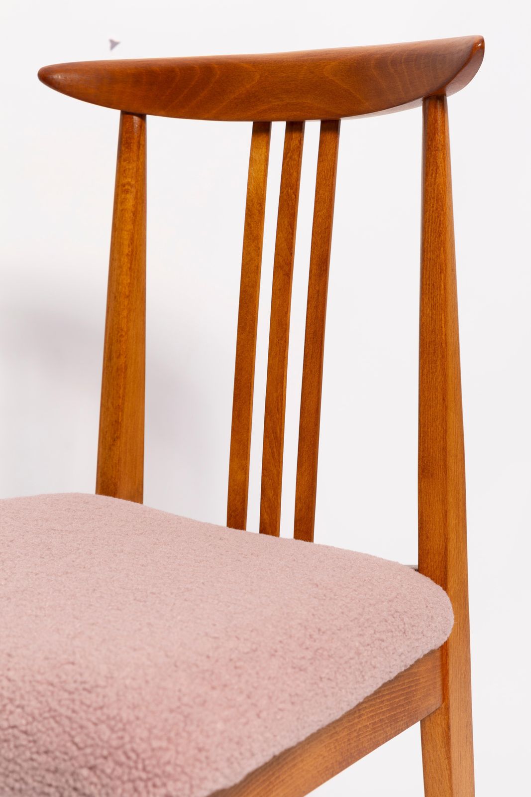 Set Of Six Mid Century Pink Blush Boucle Chairs, By M. Zielinski, Europe, 1960s photo buy