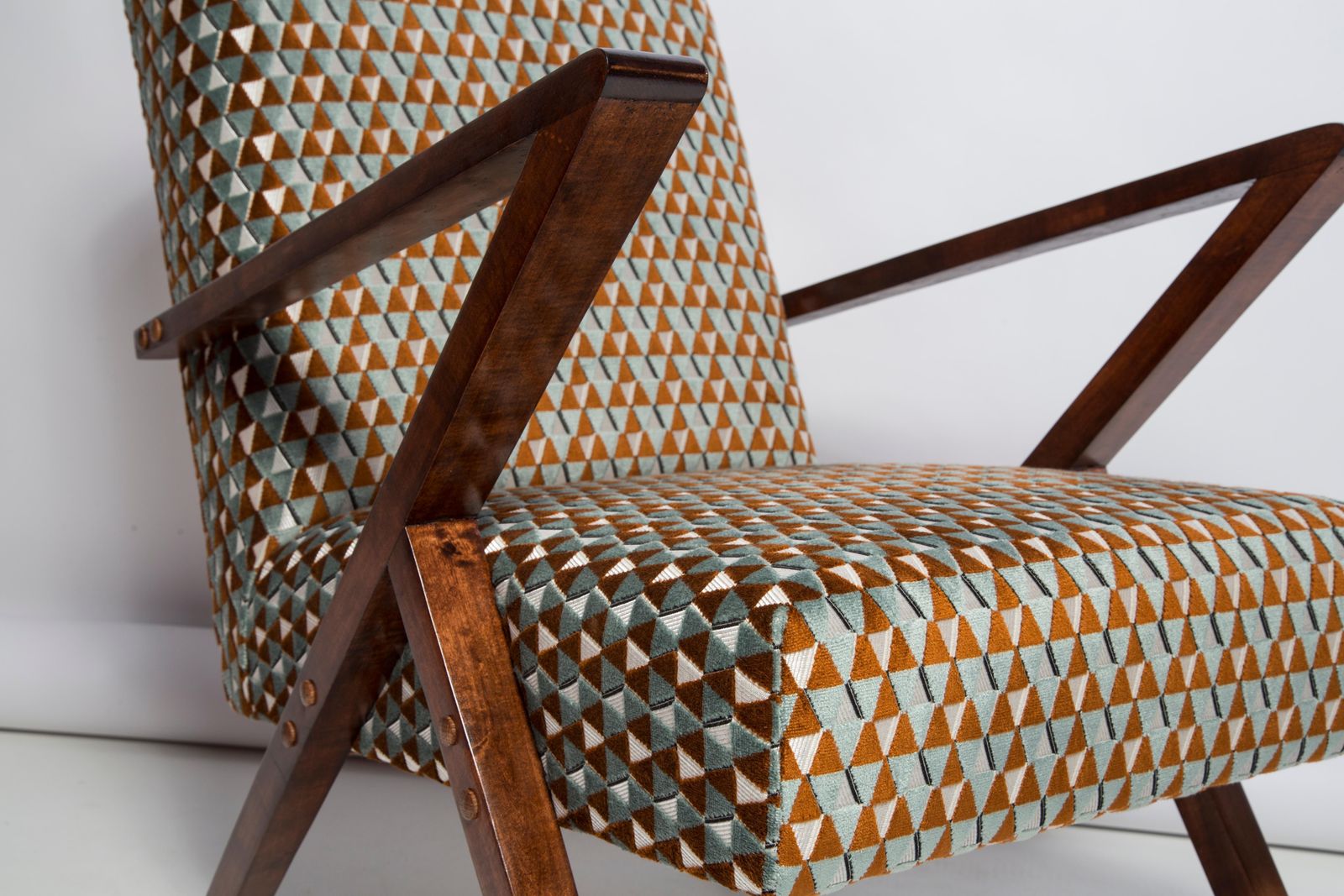 Set Of Two Mid Century Unique Zet Armchairs, Triangle Velvet, 1970s, Europe photo 4252.0