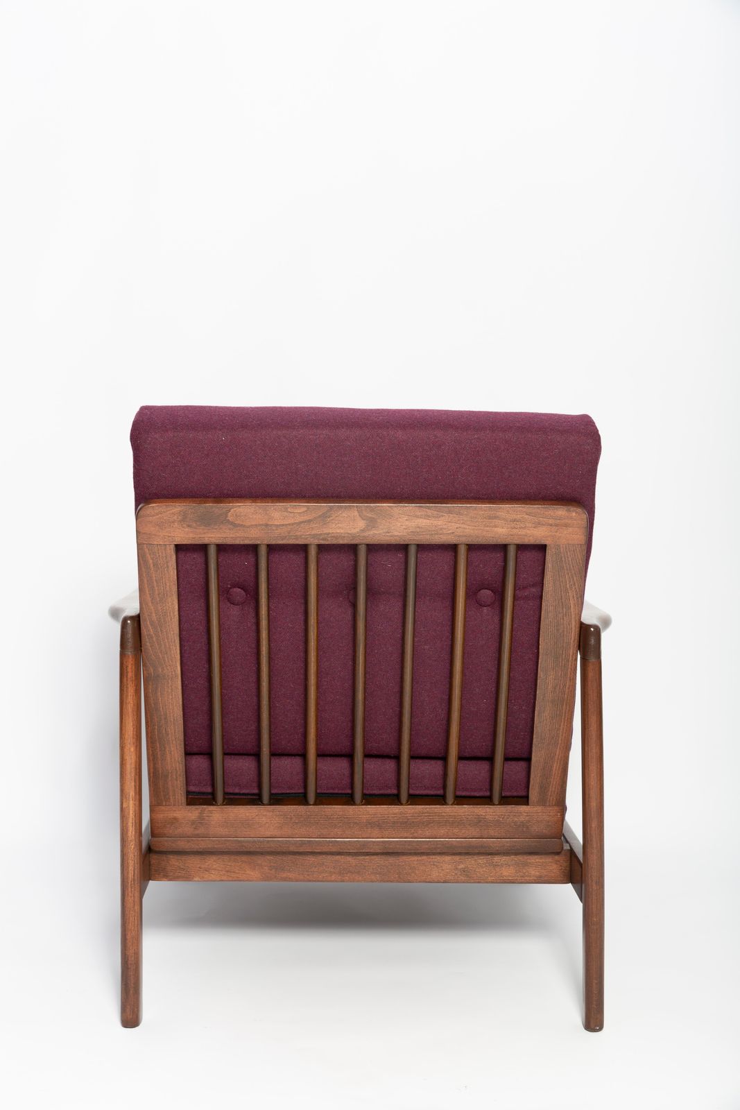 Furniture Pair Of Mid Century Purple Wool Velvet Armchairs, Zenon Baczyk, Poland, 1960s photo