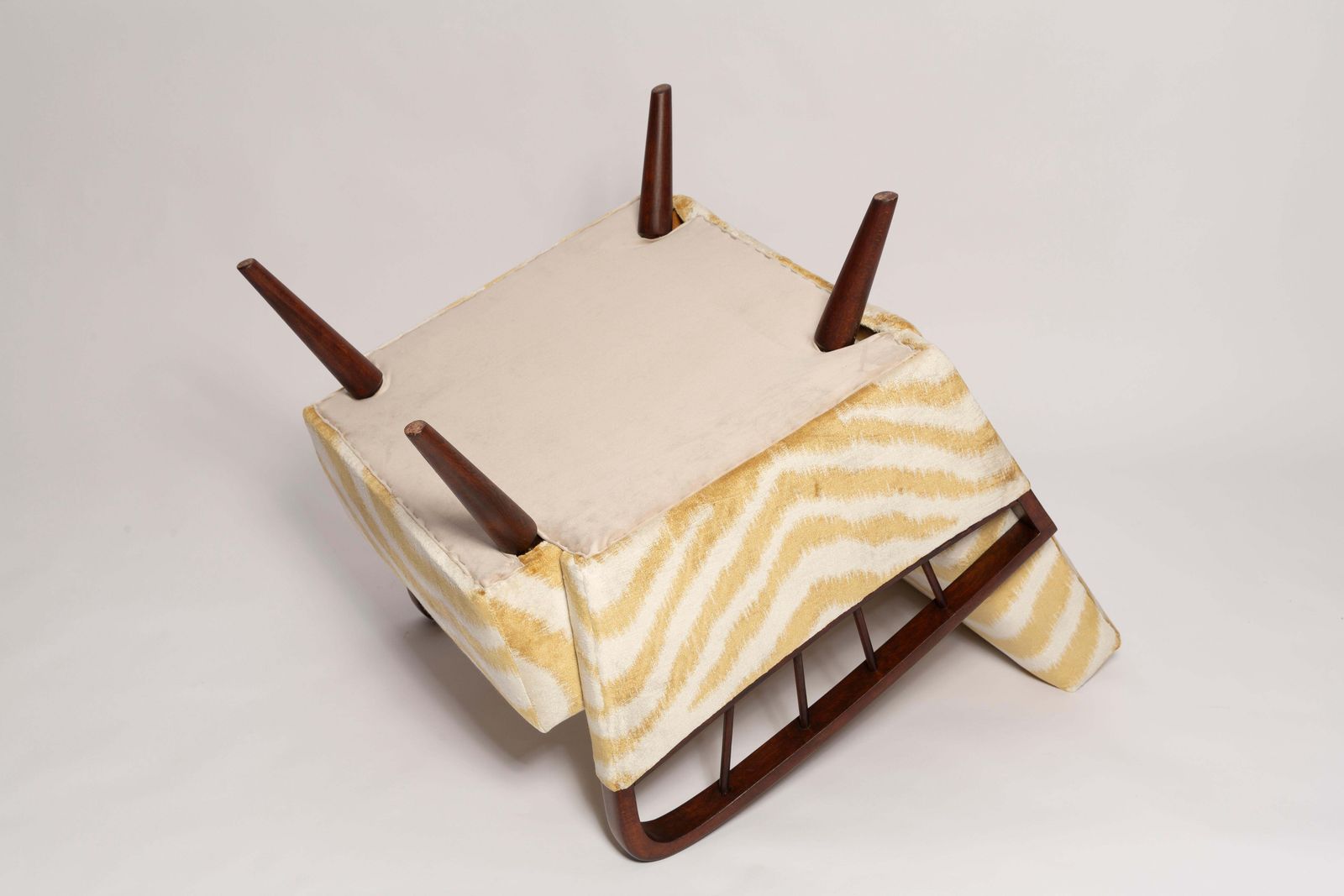 Furniture Pair Of Mid Century Zebra Tiger Velvet Armchairs, Europe, 1960s photo