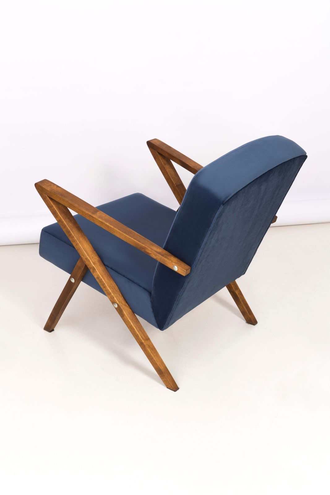 4252.0 Paar Unieke Zet Fauteuils, 20e Eeuw, Marineblauw Fluweel, Jaren 1970, Polen photo