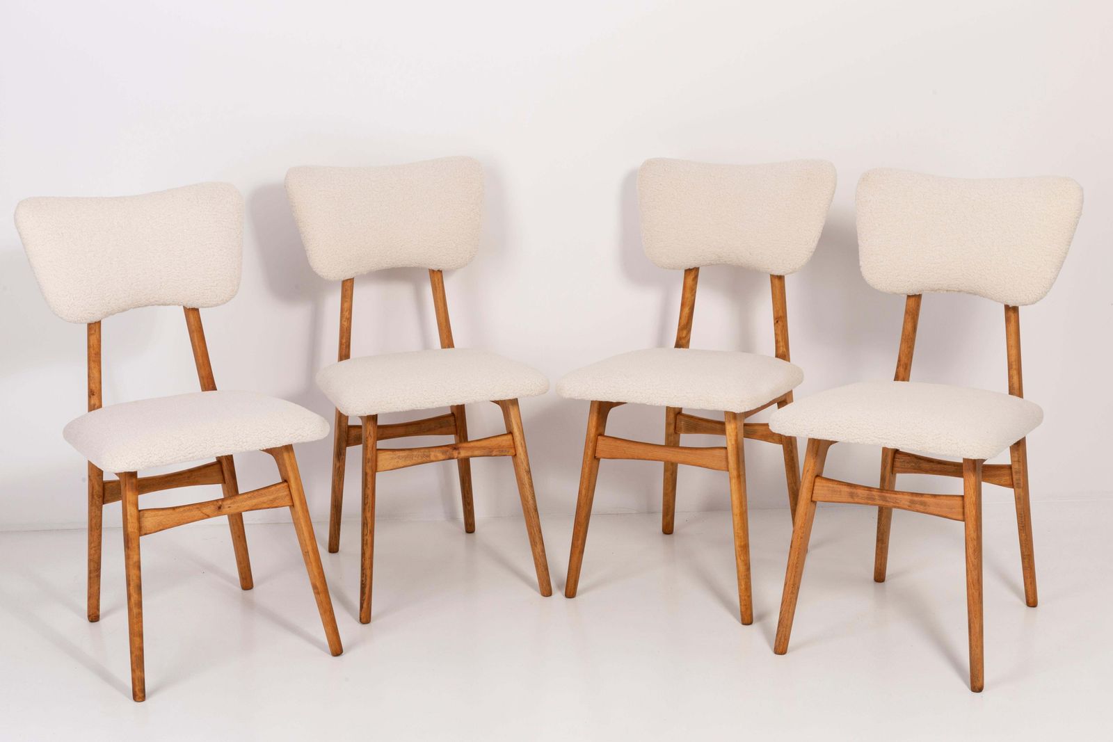 Set Of Eight 20th Century Light Crème Boucle Chairs, 1960s photo 3397.0