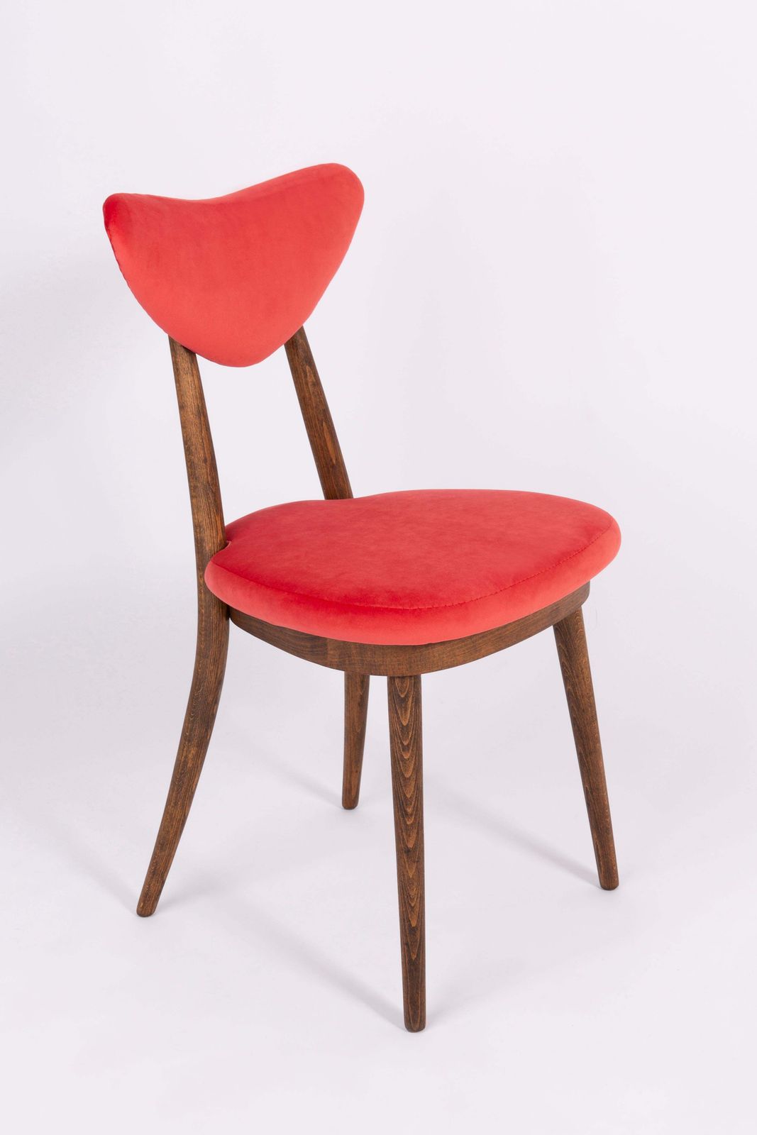 photo buy Set Of Eight Red Heart Chairs, Poland, 1960s
