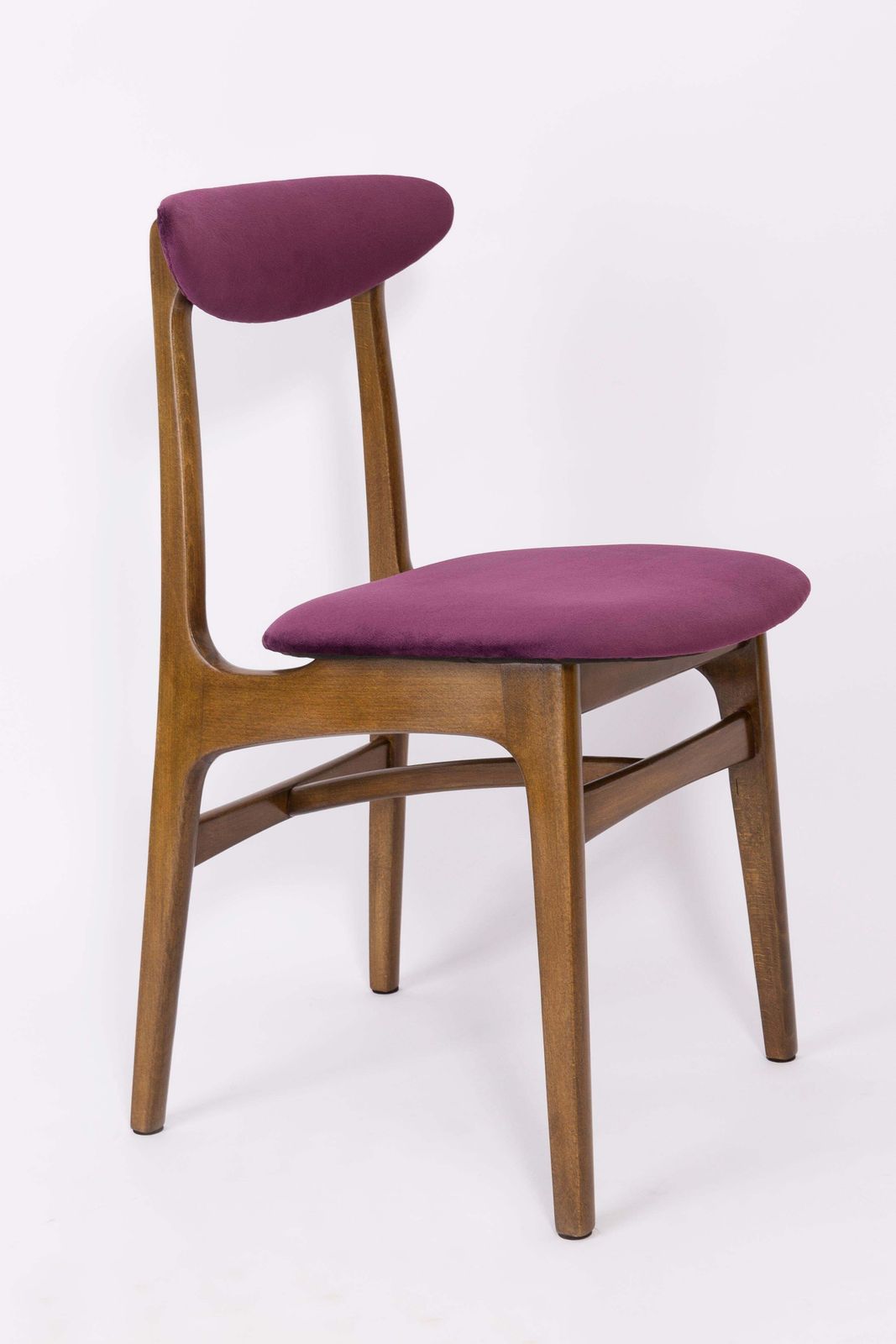 Set Van Acht 20e Eeuwse Stoelen Met Pruimenkleurig Fluweel, Rajmund Halas, Ca. Jaren 1960 photo vintage