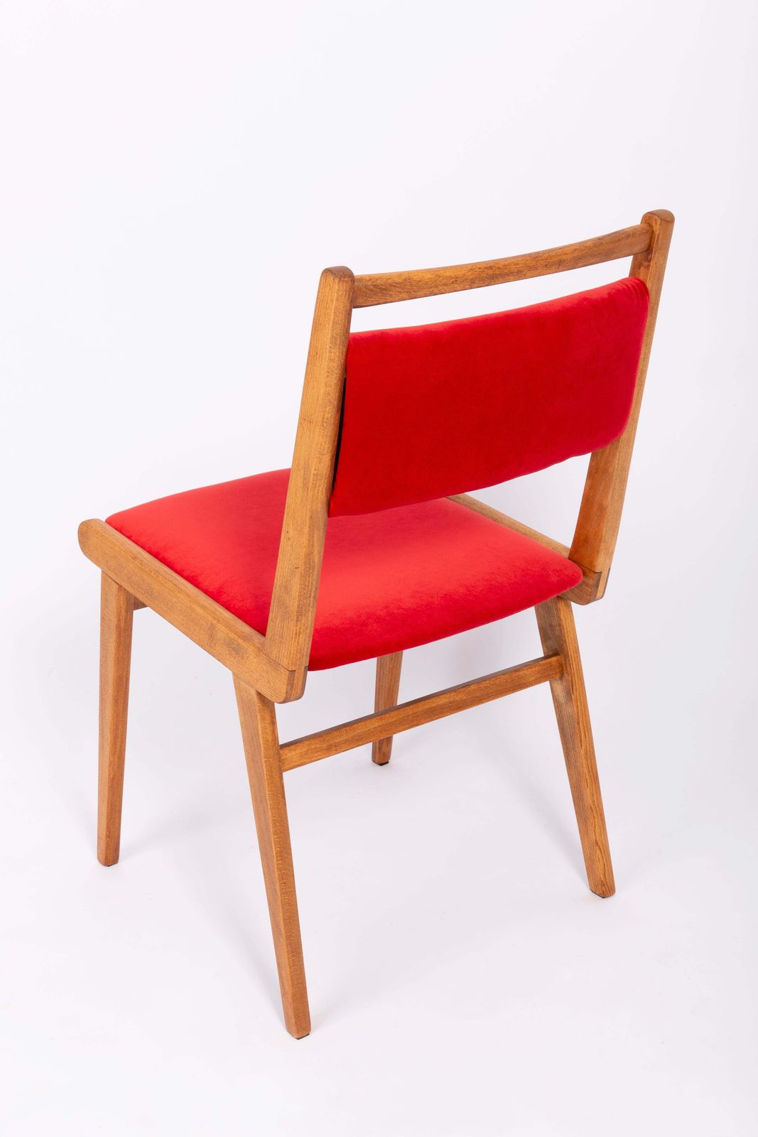 Set Of Eight 20th Century Red Velvet Chairs, By Rajmund Halas, Poland, 1960s photo vintage