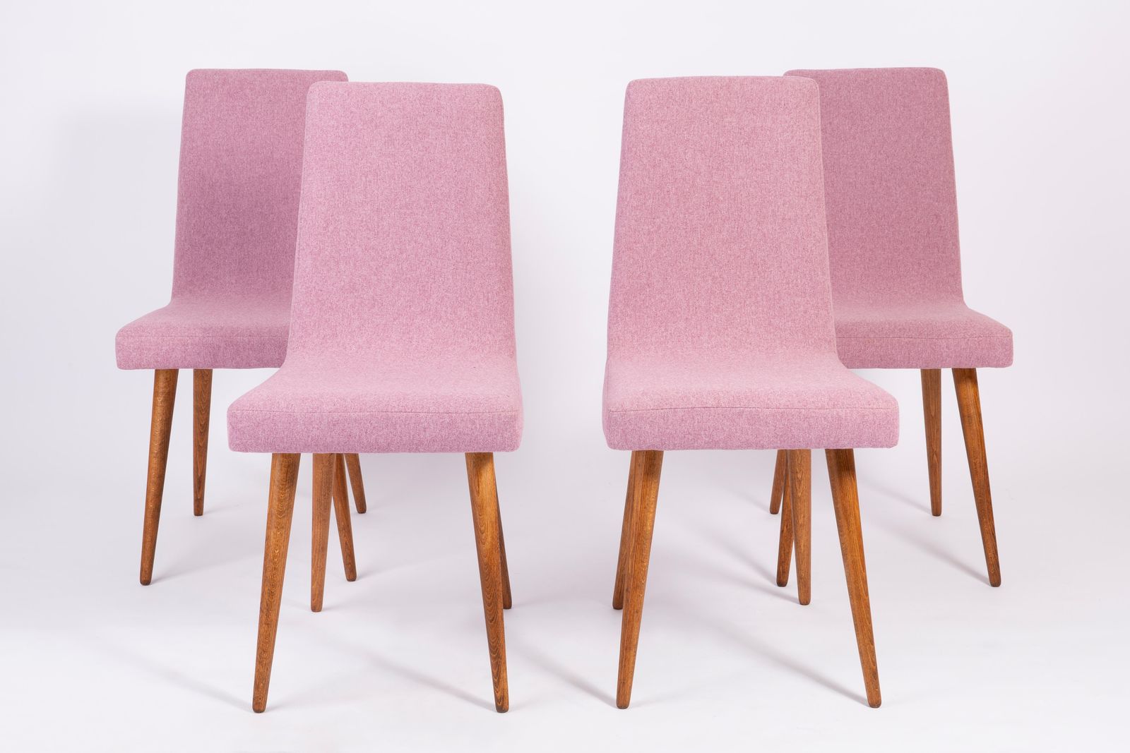 Set Of Eight 20th Century Pink Mélange Rajmund Halas Chairs, 1960s photo furniture