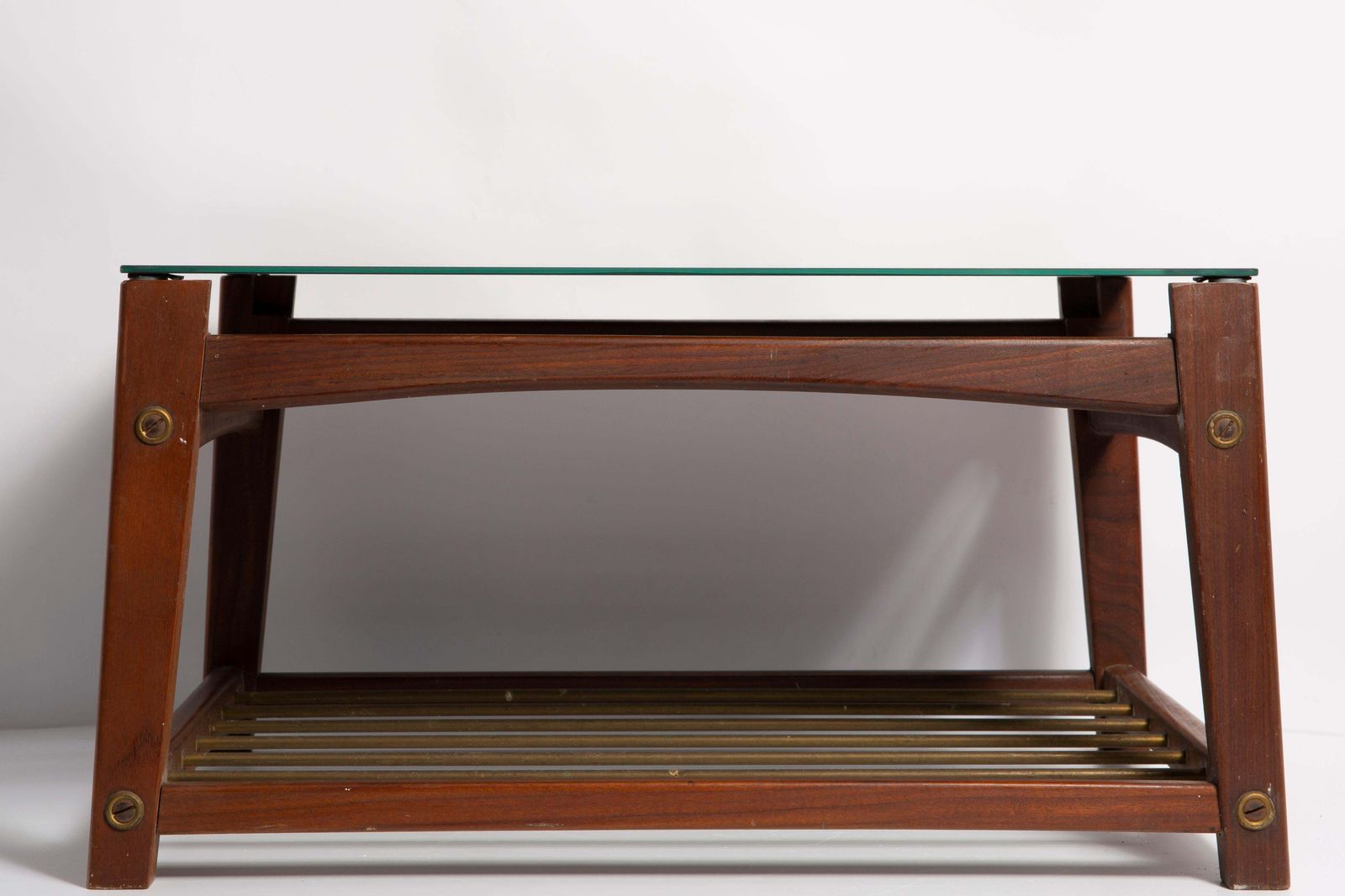 Mid Century Small Coffee Table, Black Glass And Teak Wood, Sweden, 1960s photo Furniture