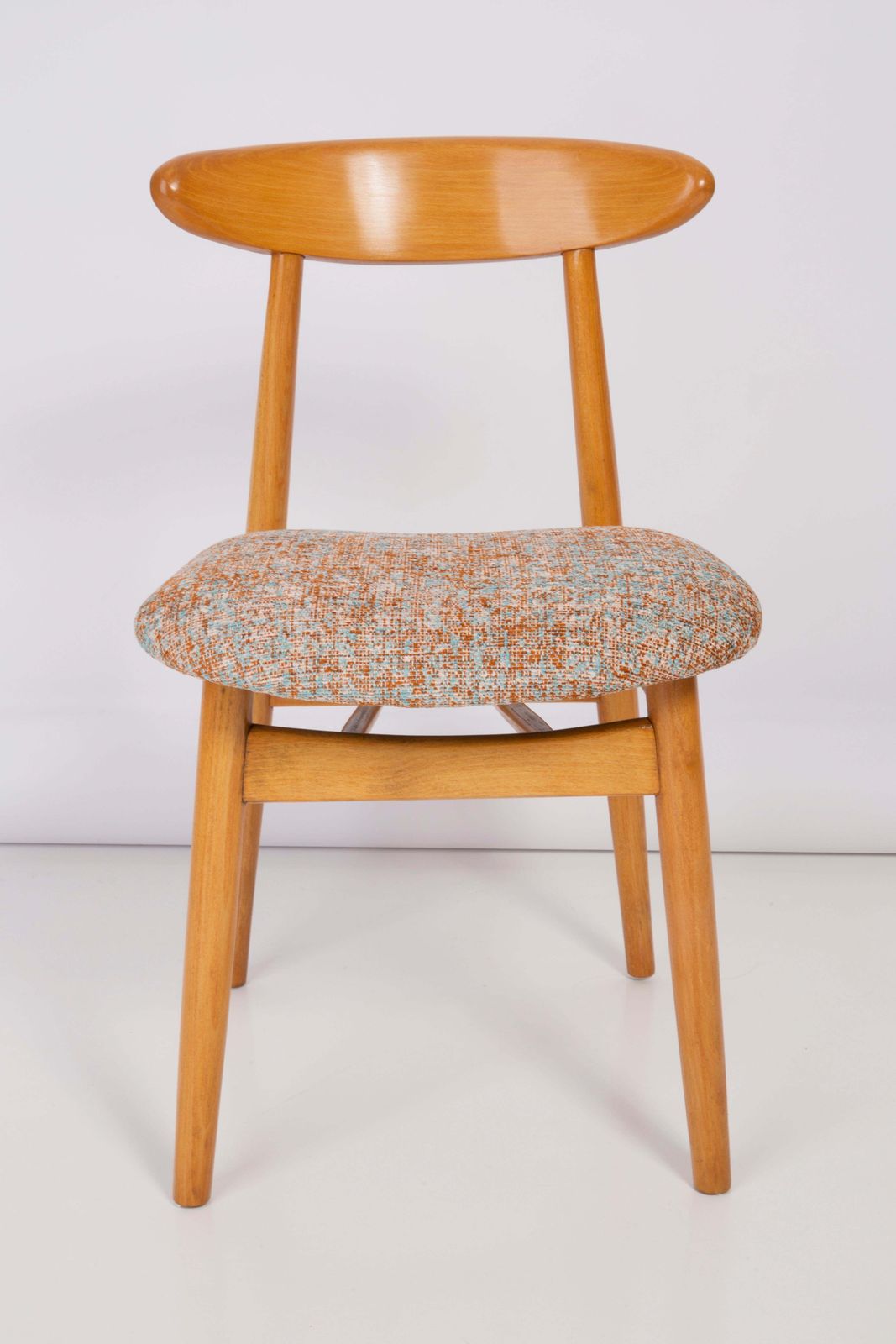Set Of Eight Midcentury Blue And Orange Pixel Dining Chairs, 1960s photo vinterior