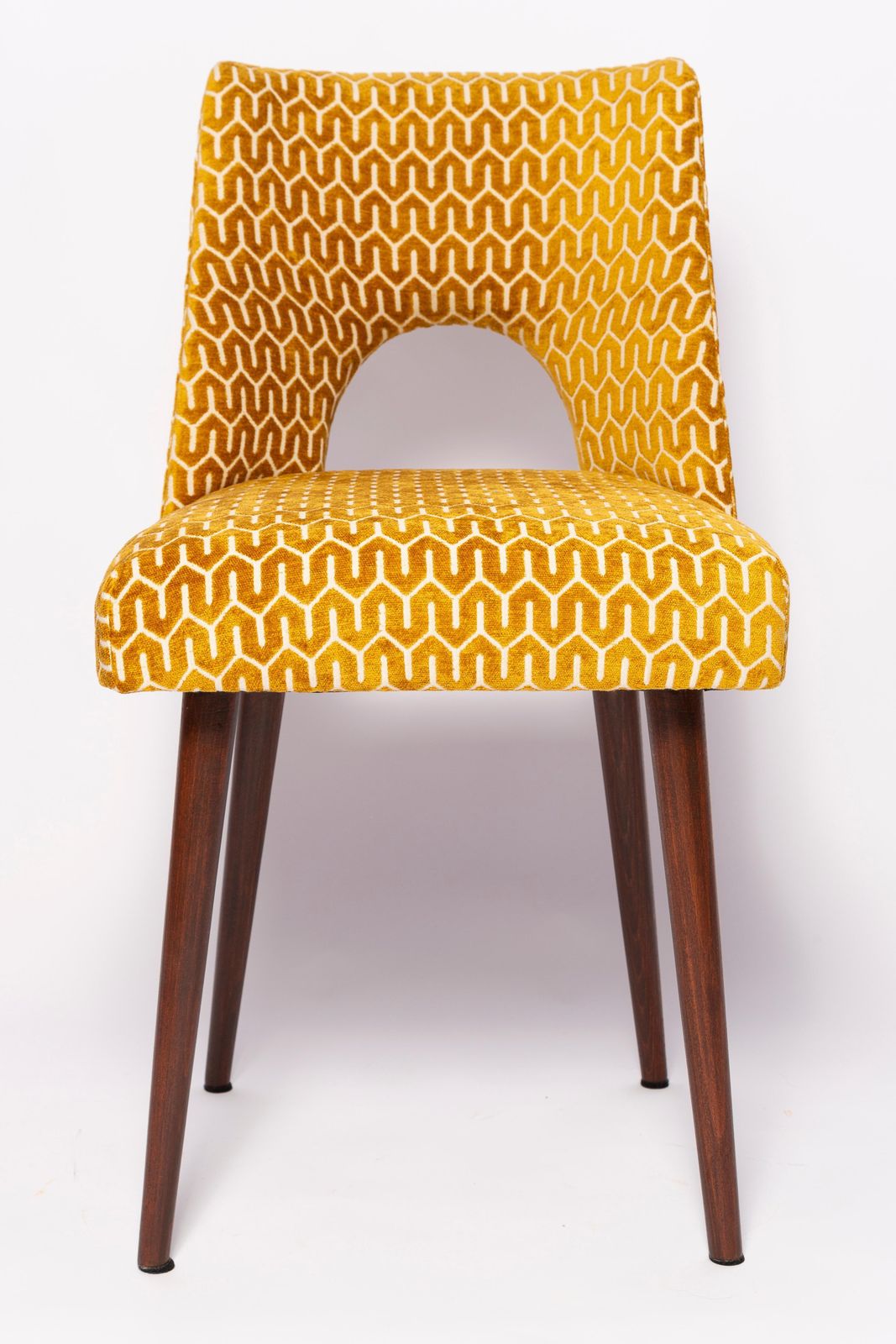 photo furniture Set Of Eight Mid Century Yellow Mustard 'Shell' Chairs, Europe, 1960s