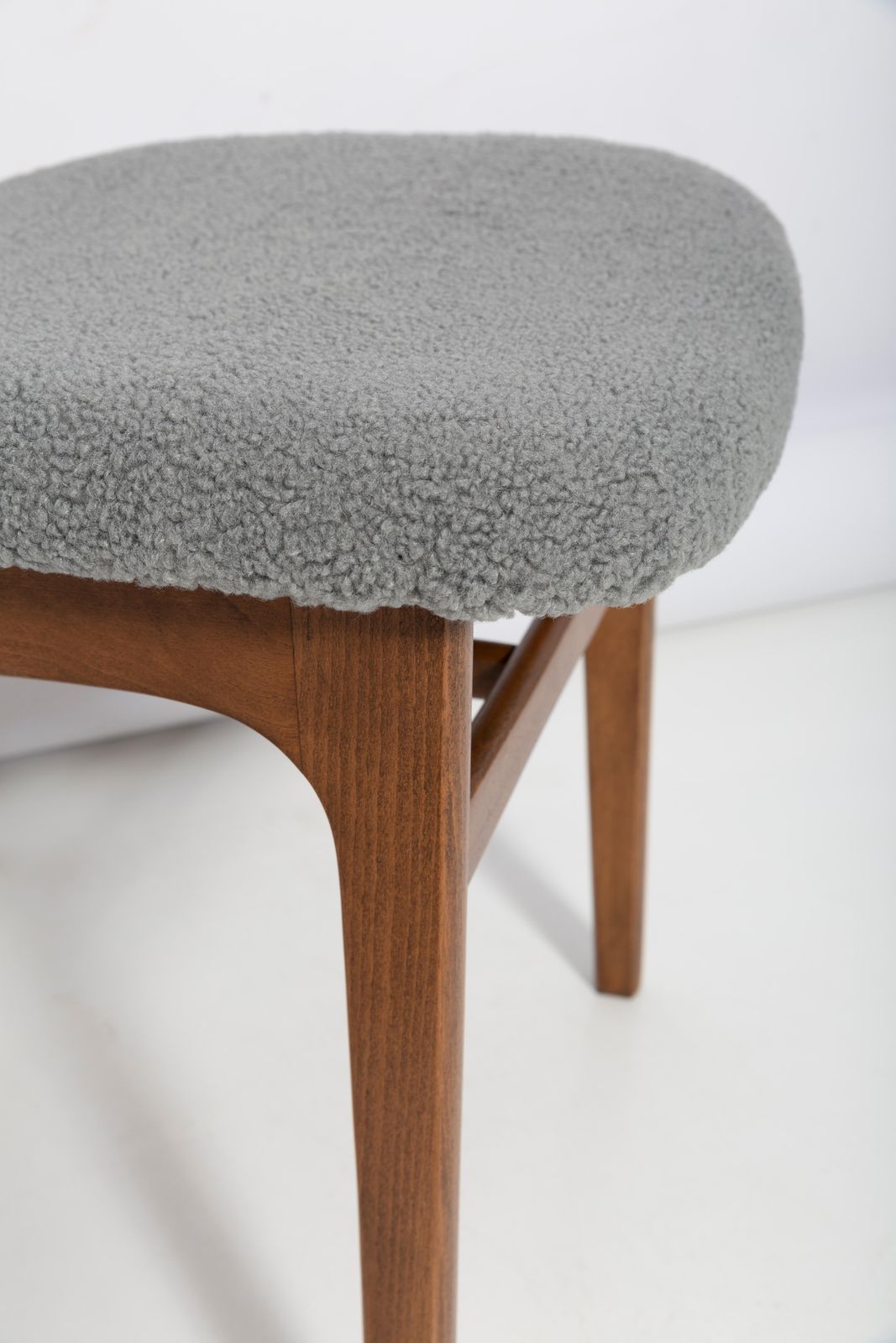 Set Of Eight Mid Century Gray Boucle Chairs By Rajmund Halas, Poland, 1960s photo 4082.0