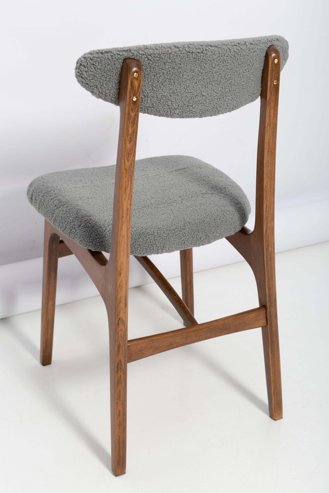 Furniture Set Of Eight Mid Century Gray Boucle Chairs By Rajmund Halas, Poland, 1960s photo