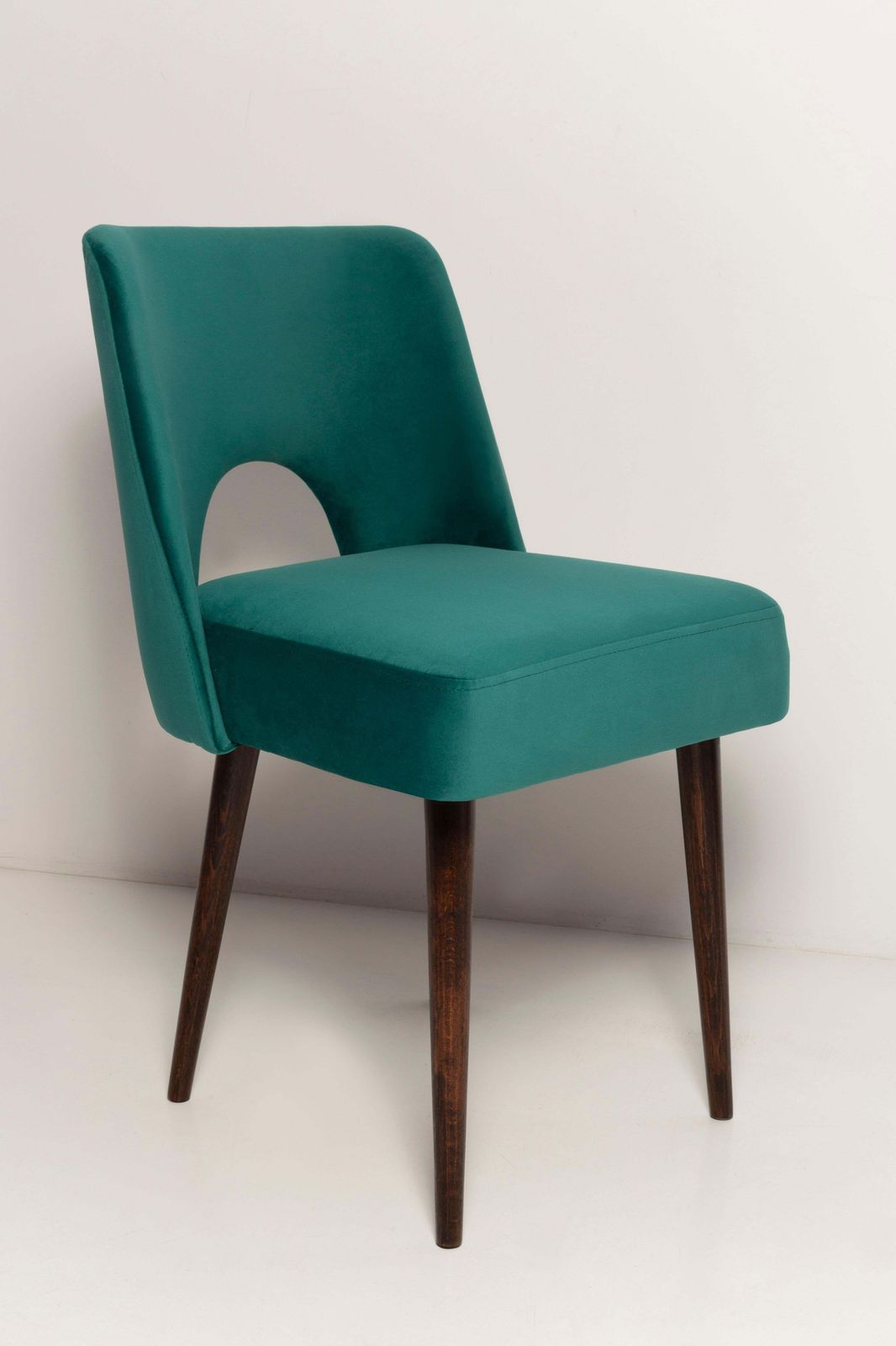 Seven Velvet 'Shell' Chairs, Dark Green Velvet, Dark Beech Wood, Europe, 1960s photo 4167.0
