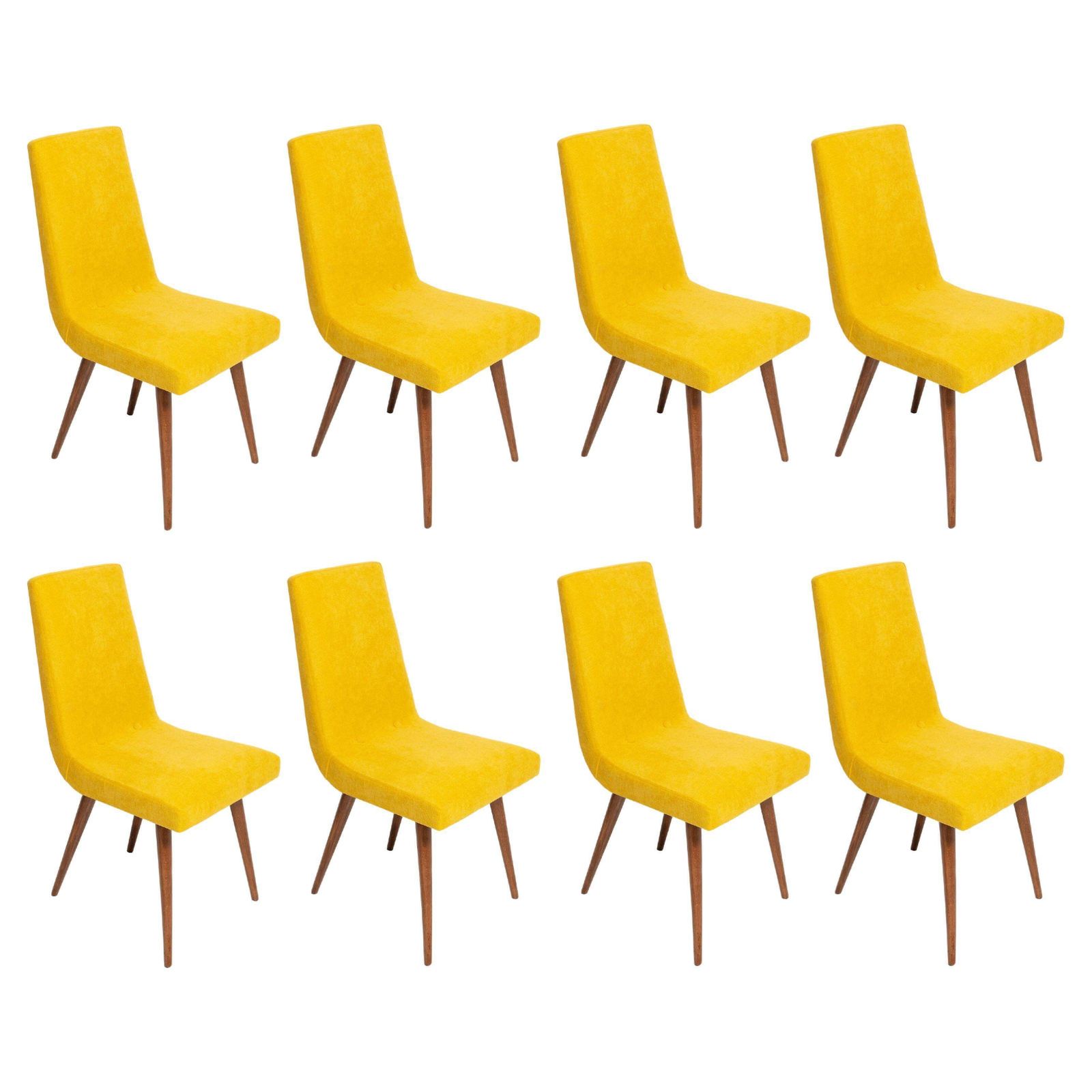 Set Of Eight 20th Century Mustard Yellow Wool Chair, Rajmund Halas Europe, 1960s