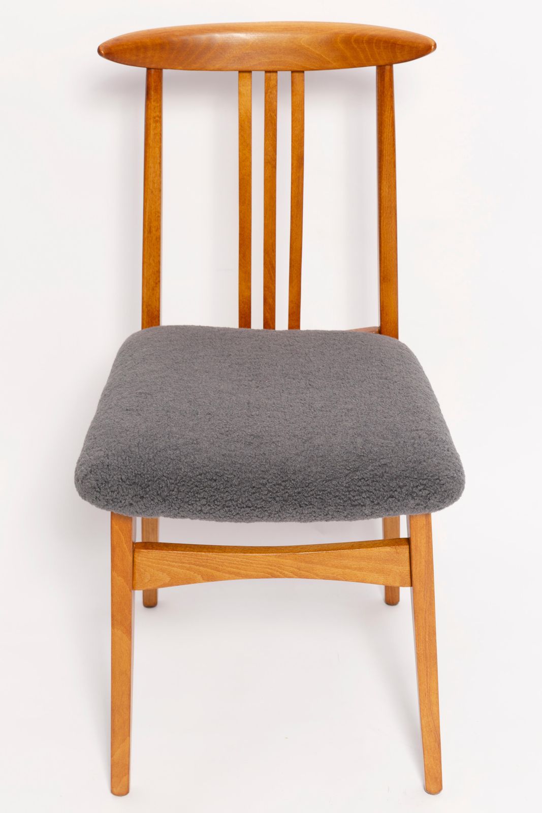 Eight Mid Century Graphite Boucle Chairs, Light Wood, M Zielinski, Europe, 1960 photo furniture