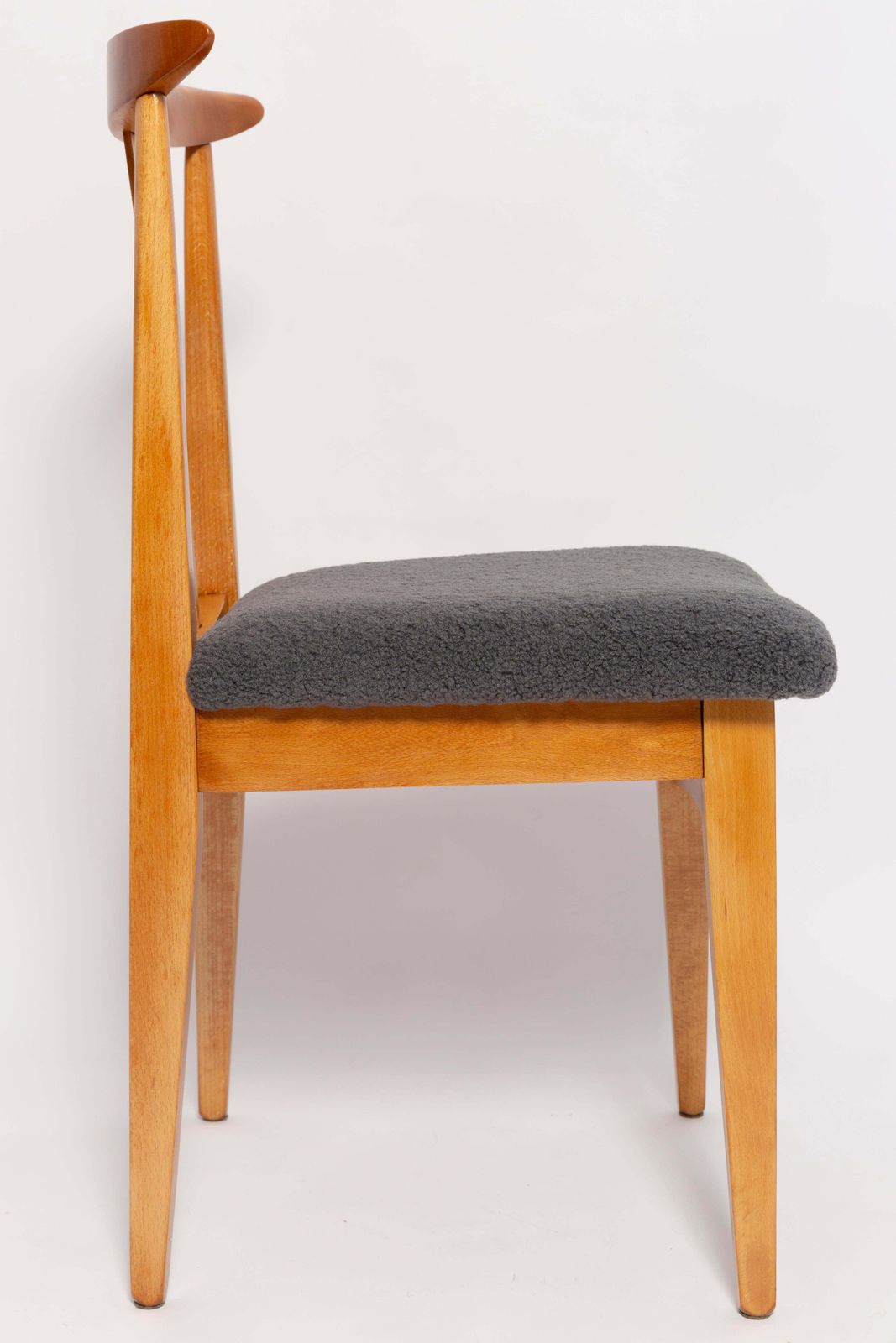 Eight Mid Century Graphite Boucle Chairs, Light Wood, M Zielinski, Europe, 1960 photo buy