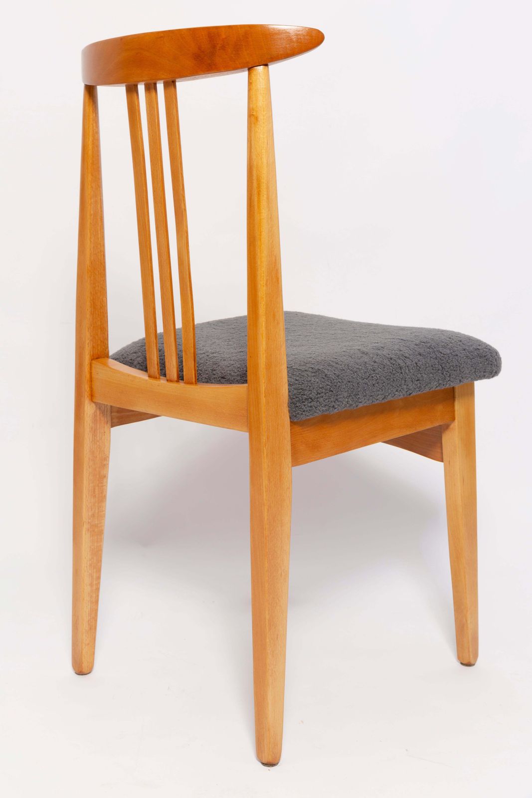 Eight Mid Century Graphite Boucle Chairs, Light Wood, M Zielinski, Europe, 1960 photo vintage