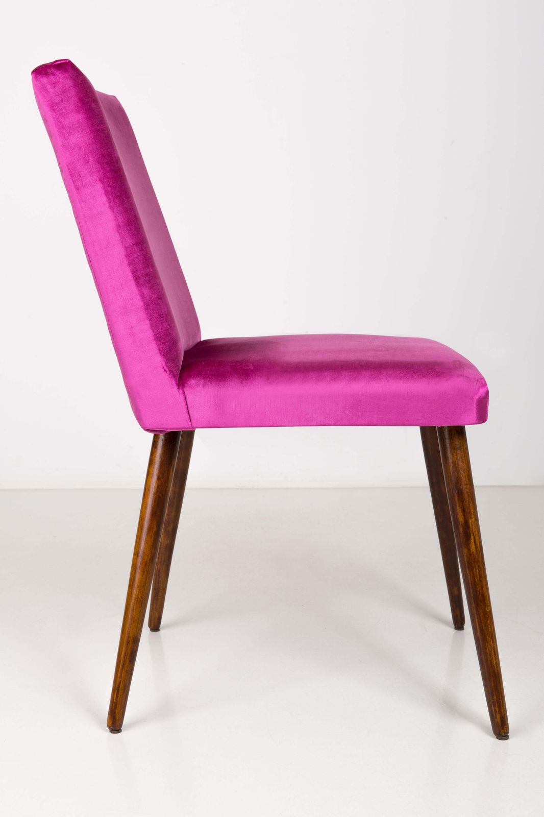 Set Of Eight Mid Century Magenta Glossy Pink Velvet Chairs, Europe, 1960s photo Furniture