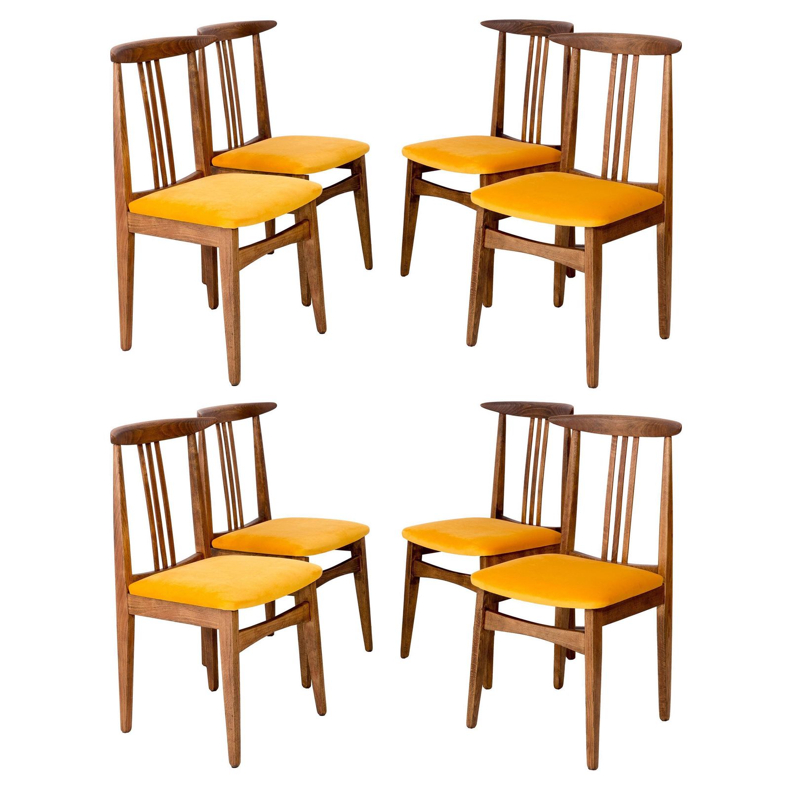 Set Of Eight Yellow Chairs, By Zielinski, Europe, 1960s