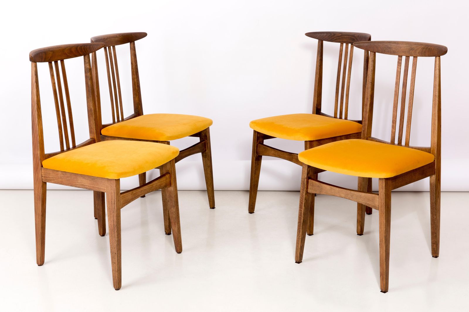 Set Of Eight Yellow Chairs, By Zielinski, Europe, 1960s photo furniture