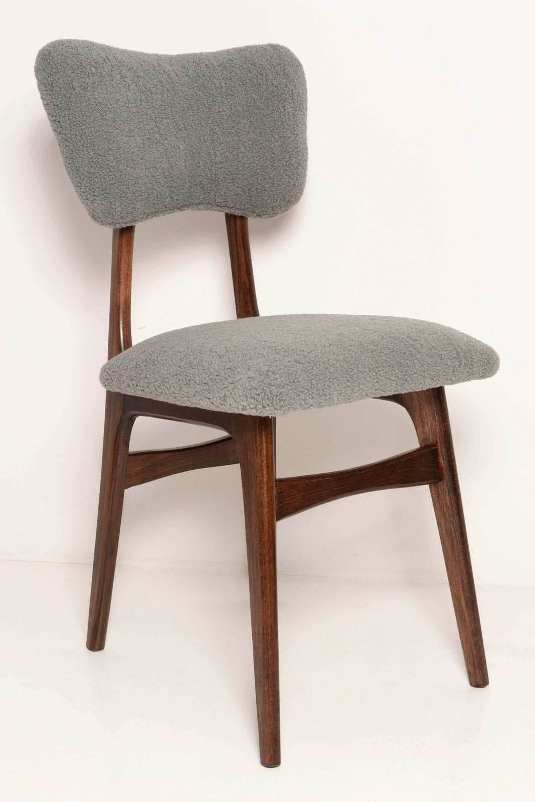 Set Of Eight Mid Century Butterfly Dining Chairs, Gray Boucle, Europe, 1960s photo furniture