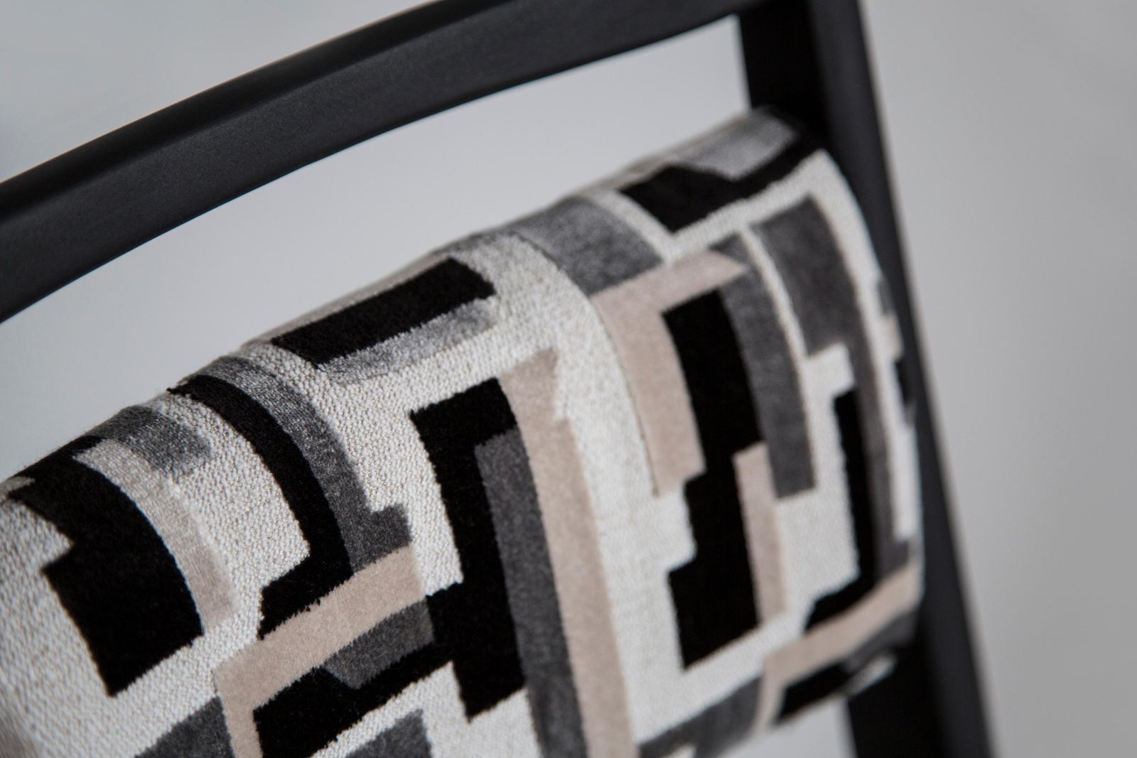 photo furniture Eight Mid Century Black And White Velvet Jar Chairs, Poland, Europe, 1960s.