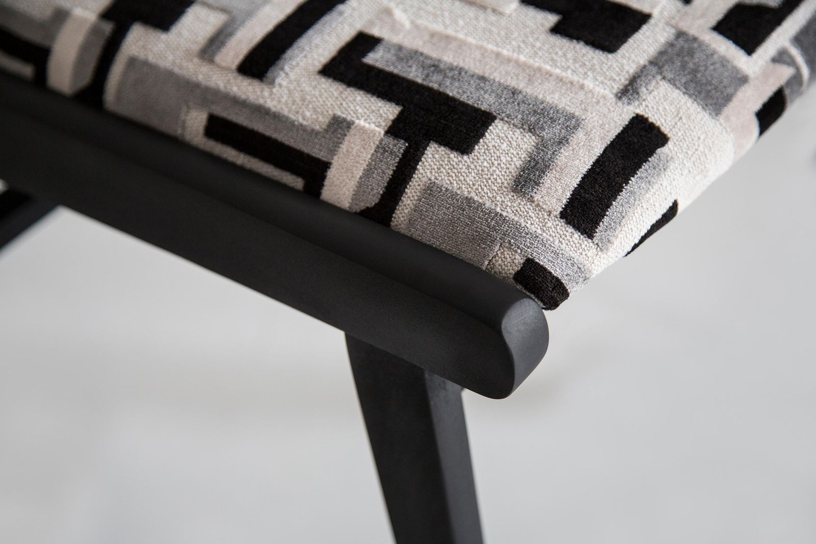 photo for sale Eight Mid Century Black And White Velvet Jar Chairs, Poland, Europe, 1960s.