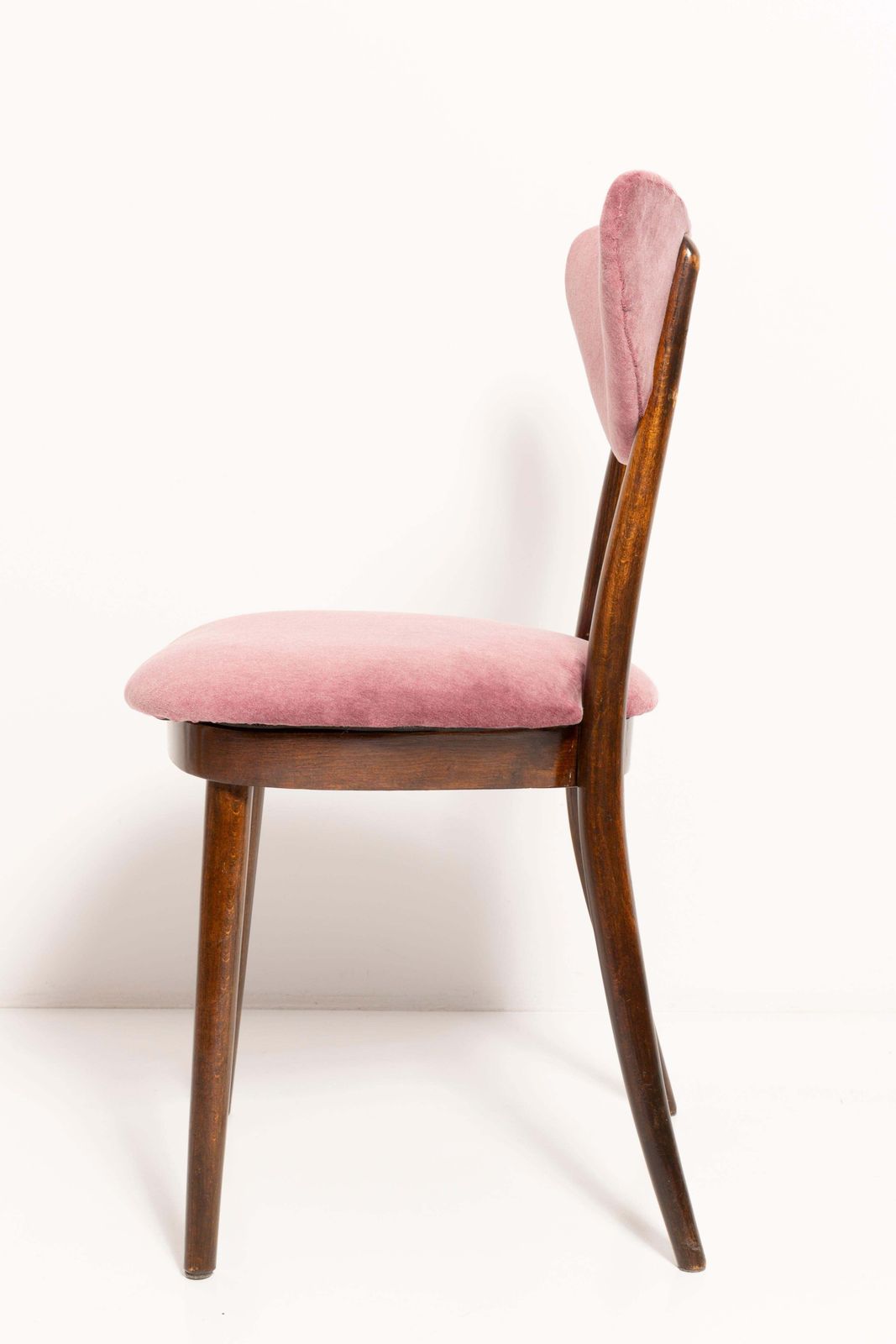 Set Of Eight Mid Century Burgundy Cotton Velvet Heart Chairs, Europe, 1960s photo vinterior