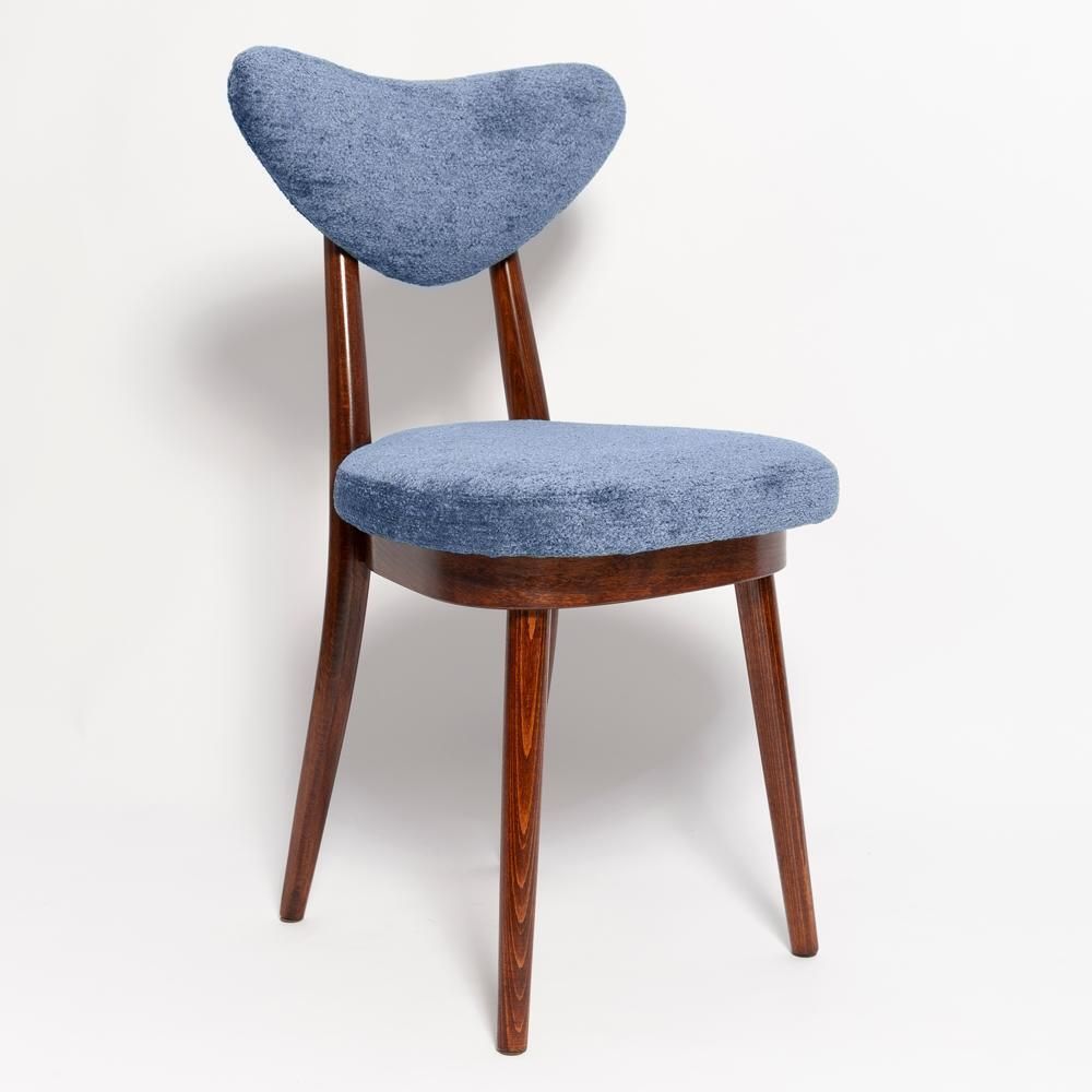 Set Of Ten Mid Century Vintage Blue Heart Velvet Chairs, Europe, 1960s photo furniture