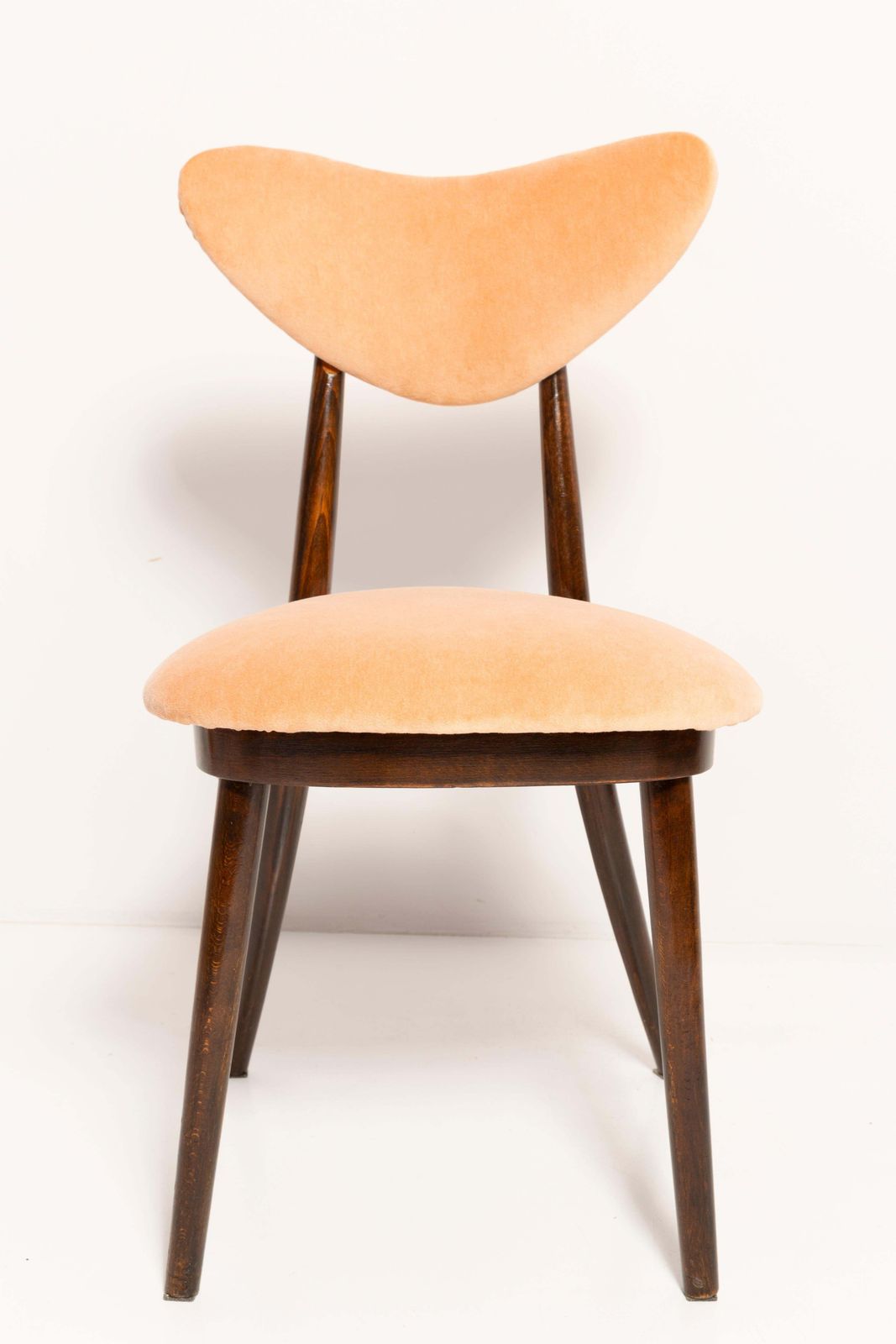Set Of Eight Mid Century Orange Cotton Velvet Heart Chairs, Europe, 1960s photo 4756.0