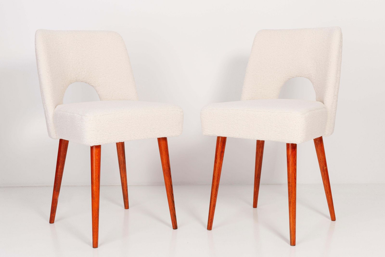 Set Of Ten Light Crème Boucle 'Shell' Chairs, 1960s photo furniture