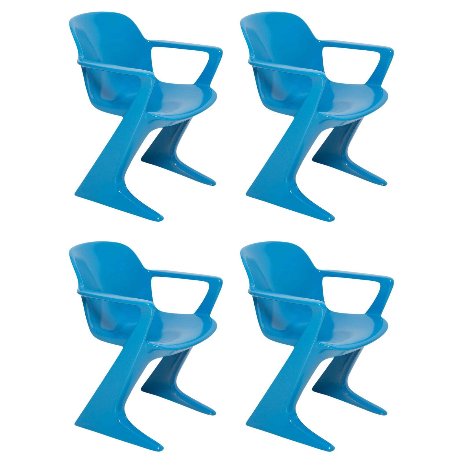 Set Of Four Blue Kangaroo Chairs Designed By Ernst Moeckl, Germany, 1960s