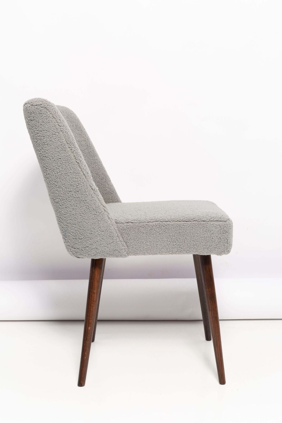 Set Of Eight Gray Boucle 'Shell' Chairs, Dark Beech Wood, Europe, 1960s photo Furniture