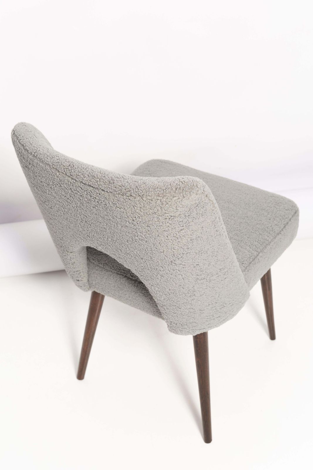 Set Of Eight Gray Boucle 'Shell' Chairs, Dark Beech Wood, Europe, 1960s photo buy