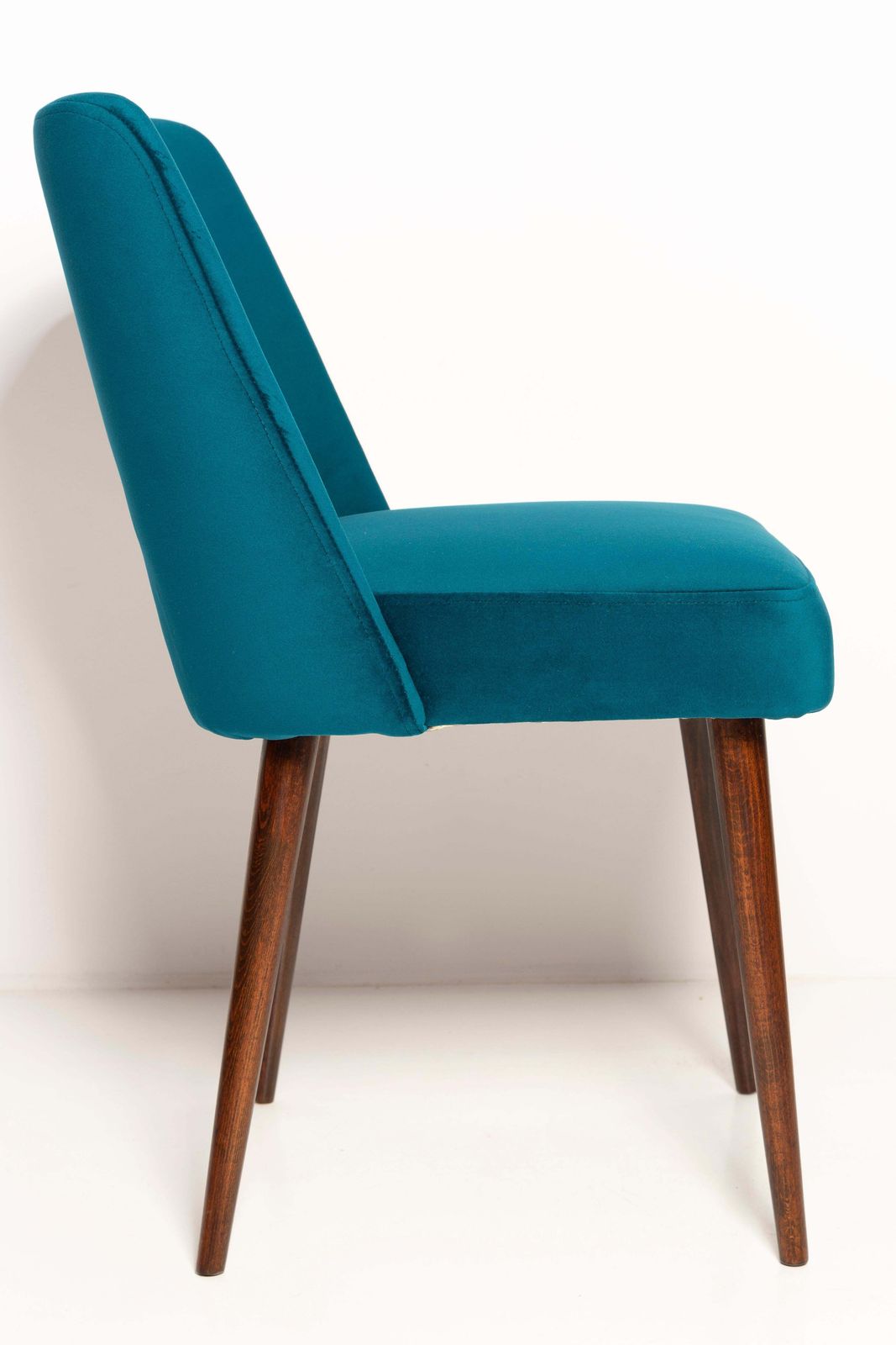 Set Of Ten Mid Century Emerald Green Velvet 'Shell' Chairs, Europe, 1960s photo for sale