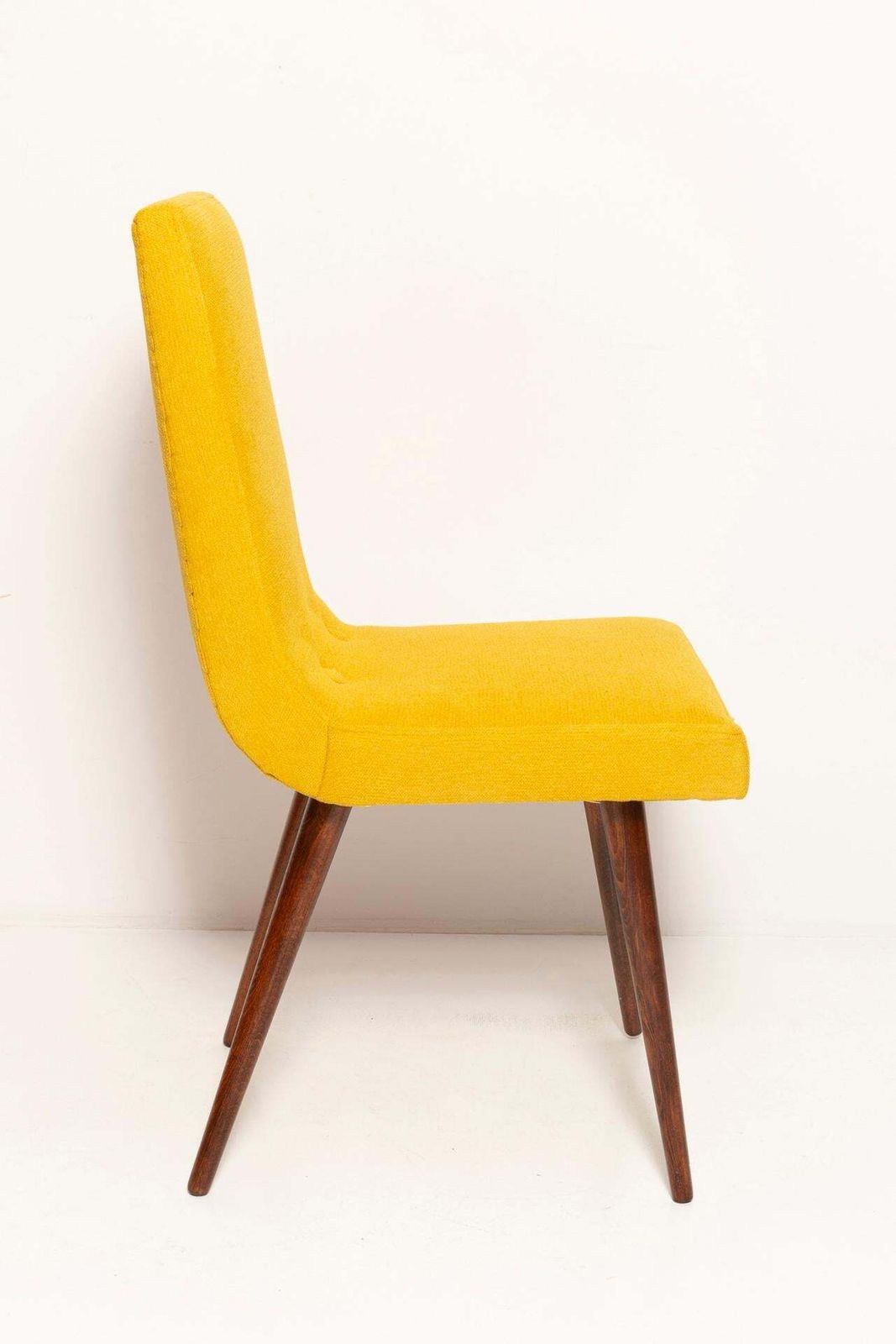 Set Of Ten Midcentury Mustard Yellow Wool Chairs, Rajmund Halas Europe, 1960s photo vintage