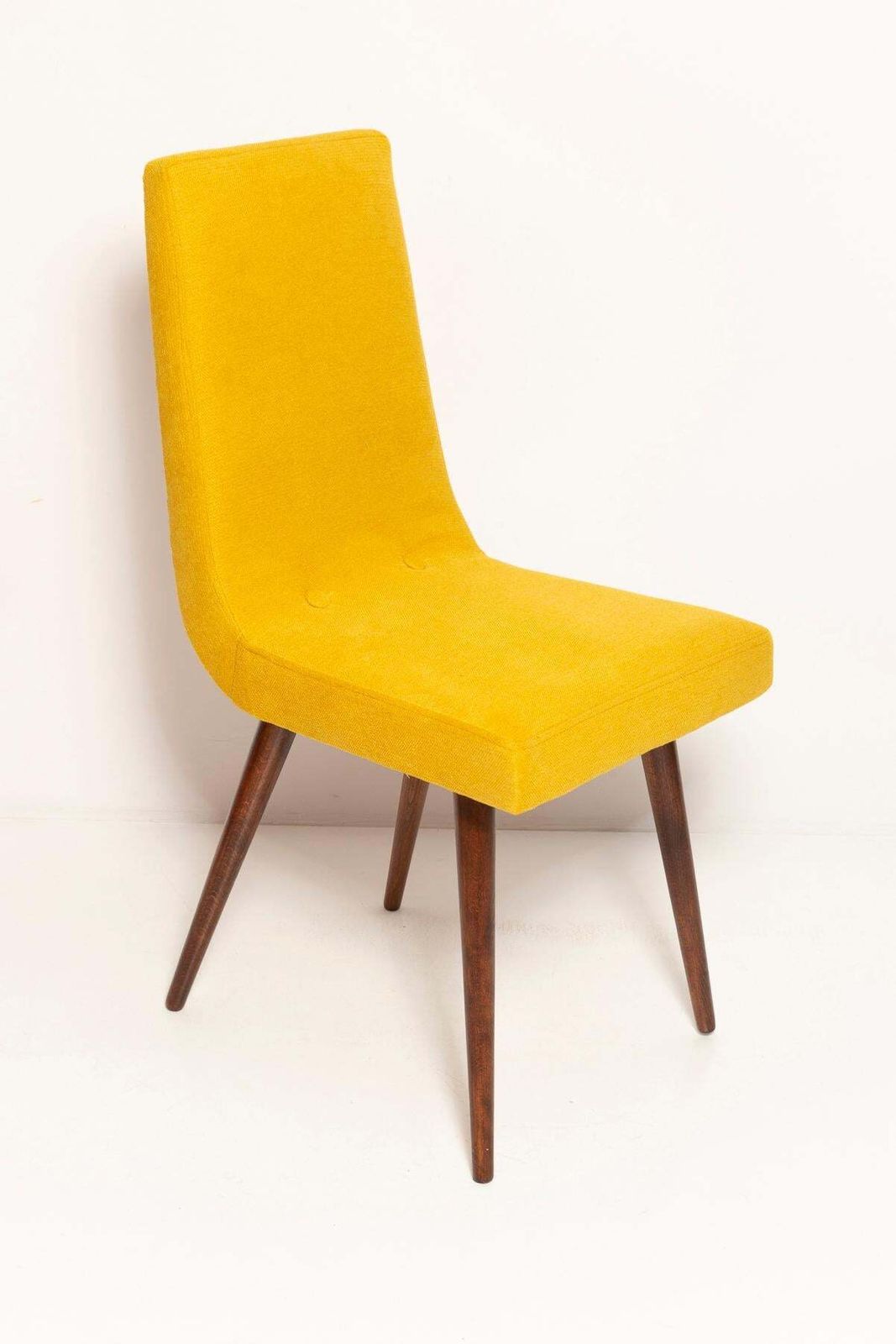 photo furniture Set Of Ten Midcentury Mustard Yellow Wool Chairs, Rajmund Halas Europe, 1960s