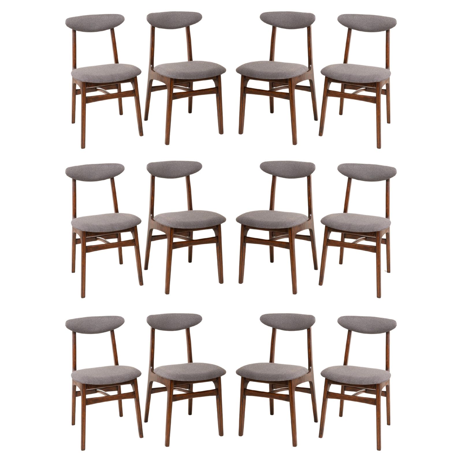 Set Of Twelve Mid Century Gray Chairs By Rajmund Halas, 1960s
