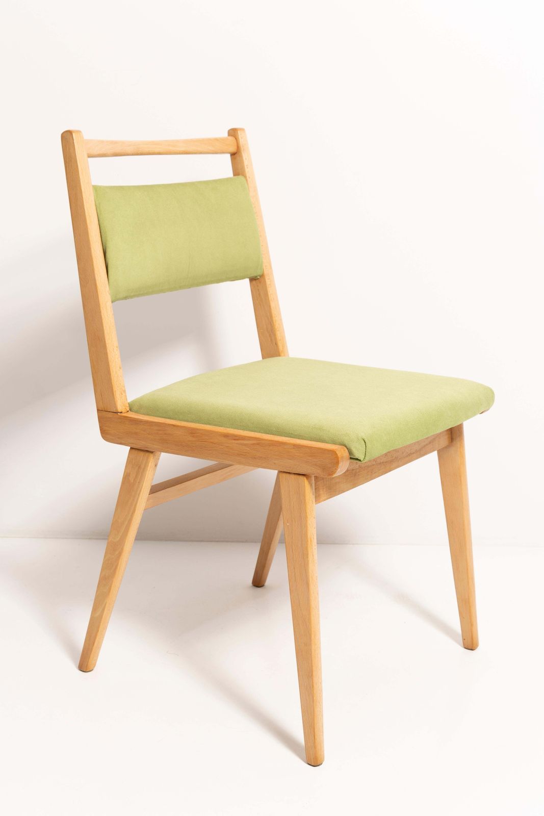 Set Of Twelve Mid Century Light Green Velvet Chairs, Poland, 1960s photo furniture