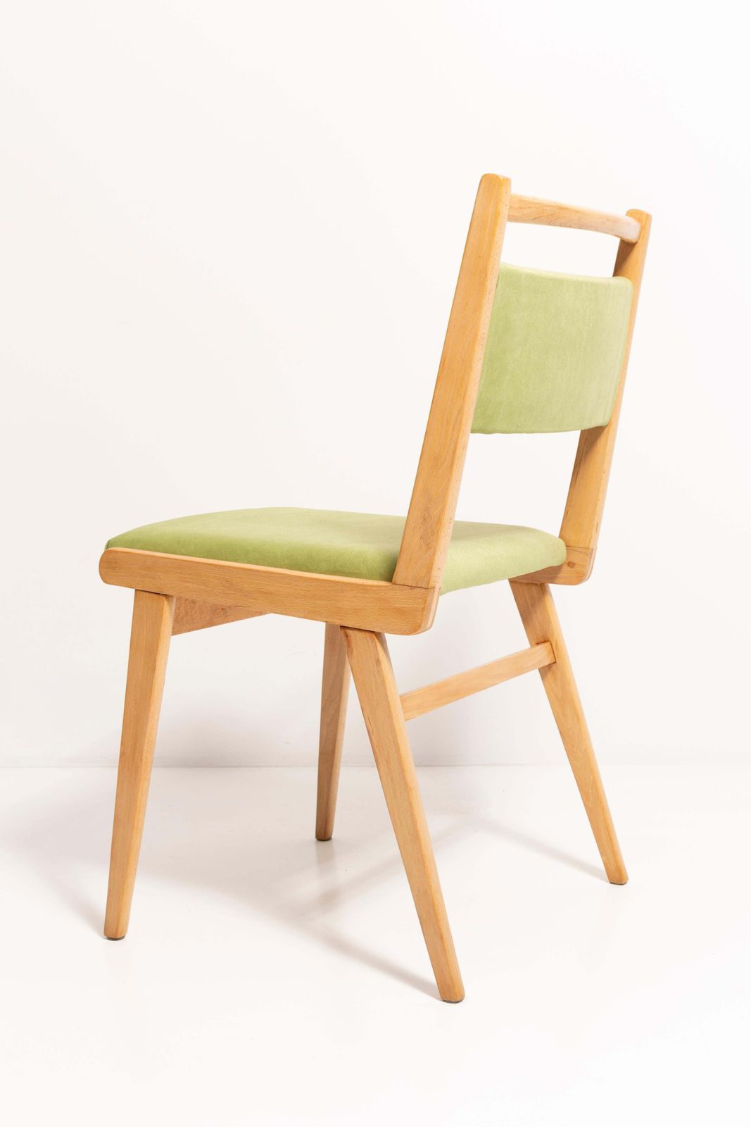 photo furniture Set Of Twelve Mid Century Light Green Velvet Chairs, Poland, 1960s