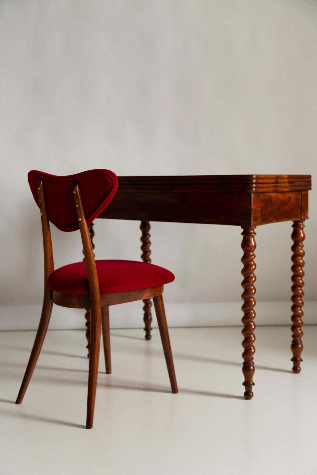 Set Of Twelve Mid Century Red Heart Chairs, Poland, 1960s photo for sale