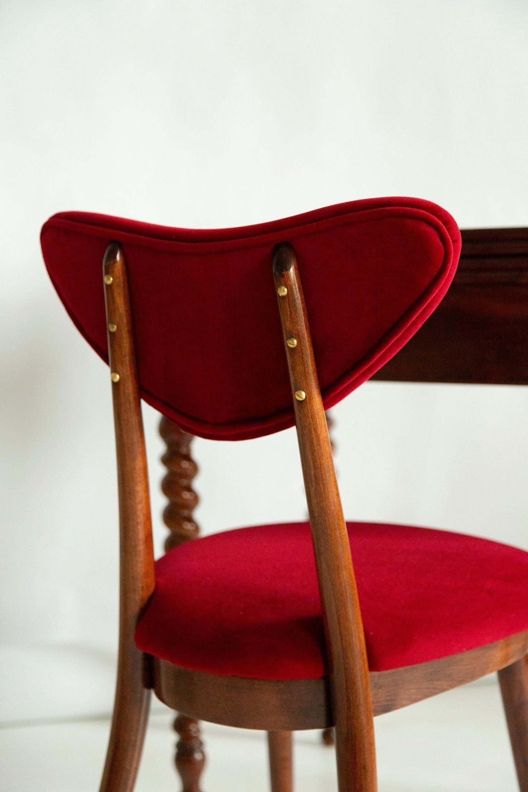 Set Of Twelve Mid Century Red Heart Chairs, Poland, 1960s photo Furniture
