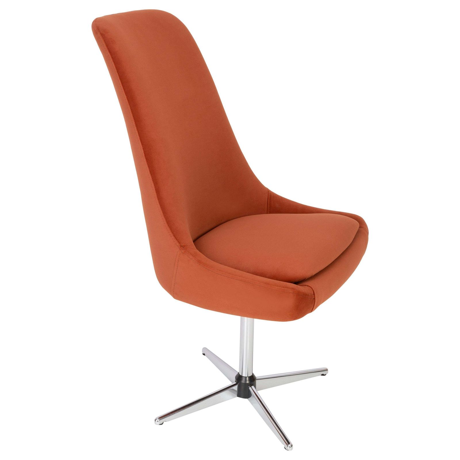 Vintage Oranje Oker Fluwelen Draaifauteuil, Ca. Jaren 1960, 20e Eeuw