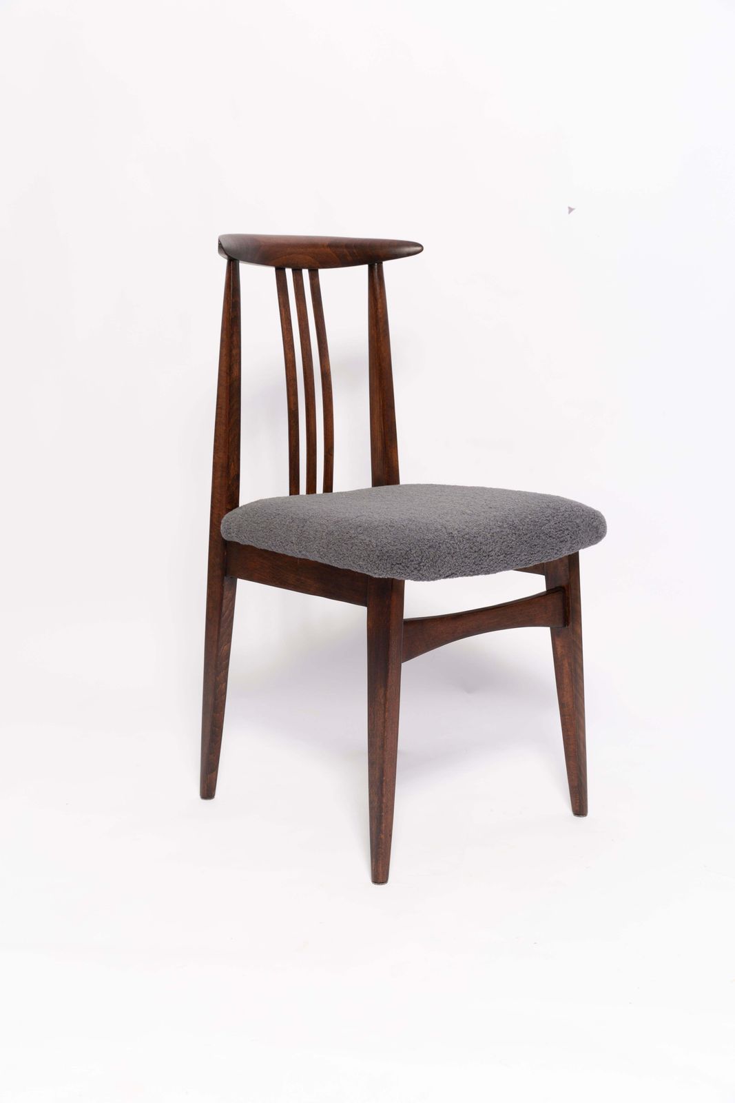 Twelve Mid Century Graphite Boucle Chairs, Walnut Wood, M Zielinski, Europe 1960 photo furniture