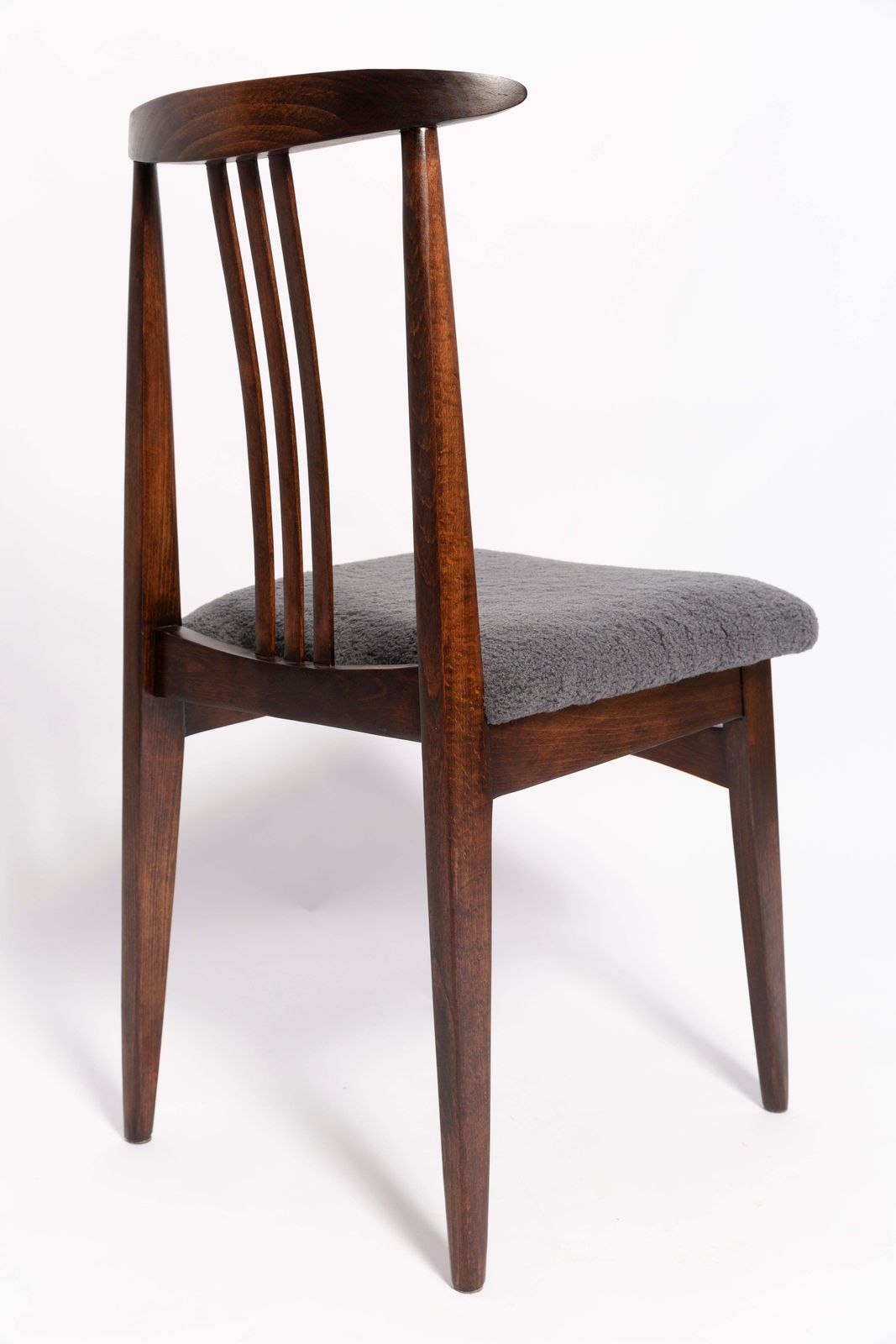 Twelve Mid Century Graphite Boucle Chairs, Walnut Wood, M Zielinski, Europe 1960 photo Furniture